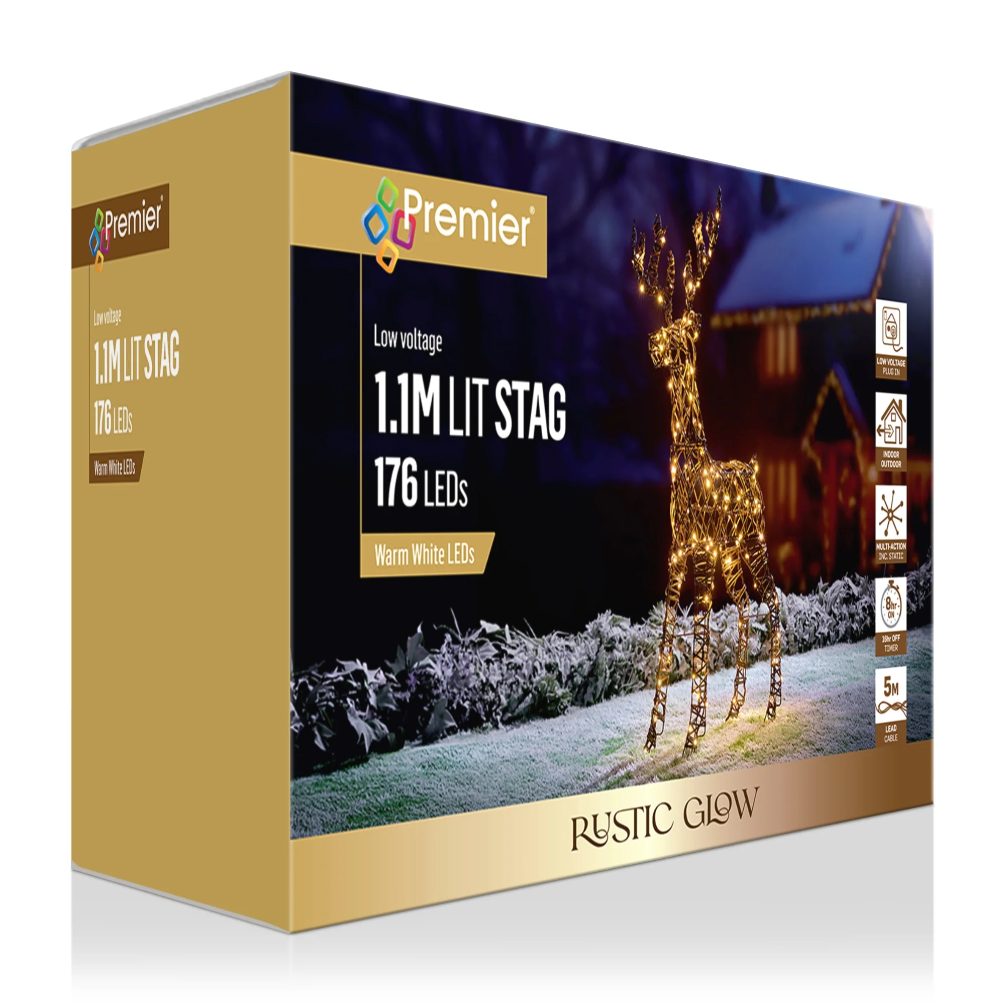 1.1m Warm White Rustic Willow Stag with 176 Warm White Multi Action LEDs - Image 2