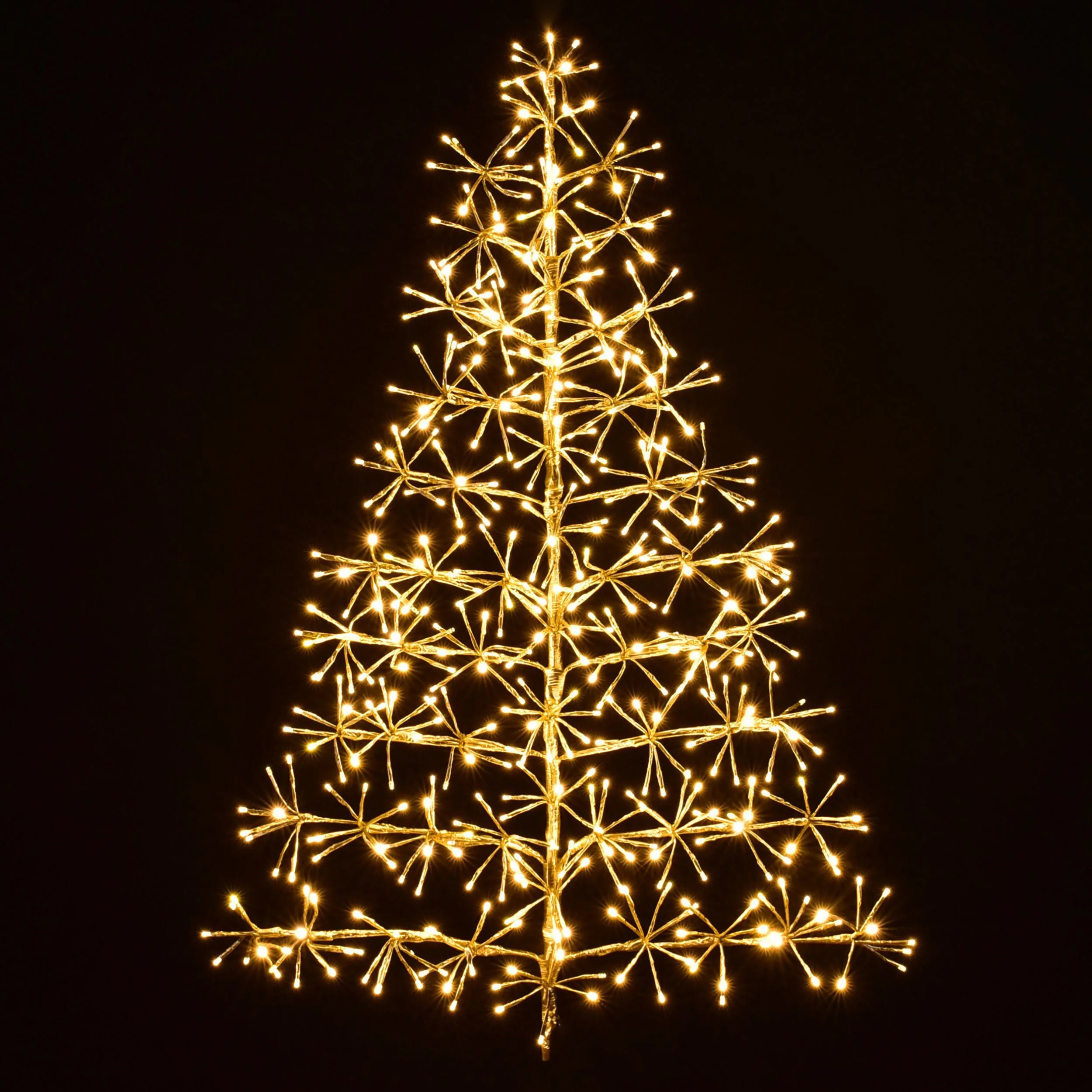 1.2m Gold Starburst Christmas Tree Silhouette with Warm White LEDs