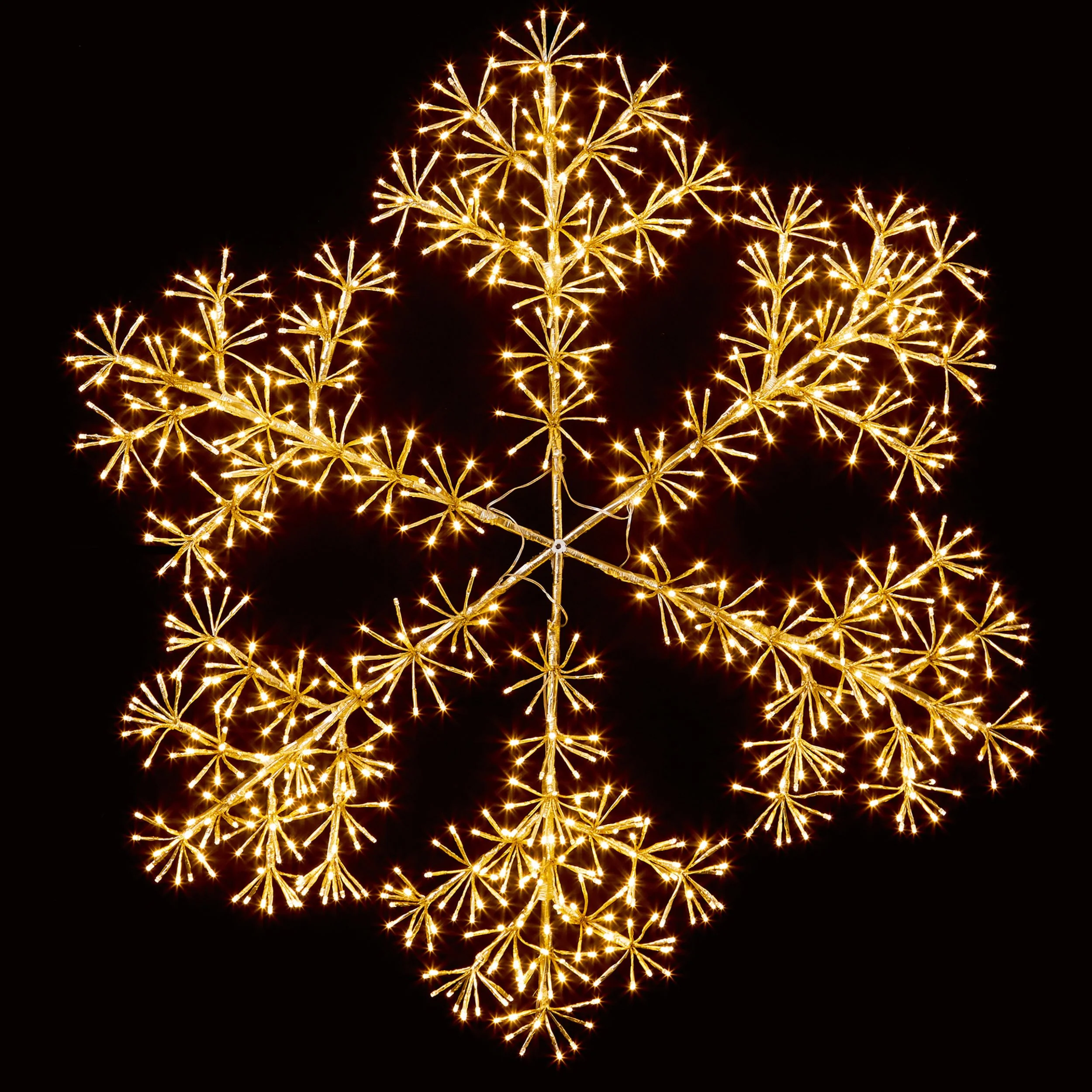 1.2m Gold Starburst Snowflake Light with Warm White LEDs