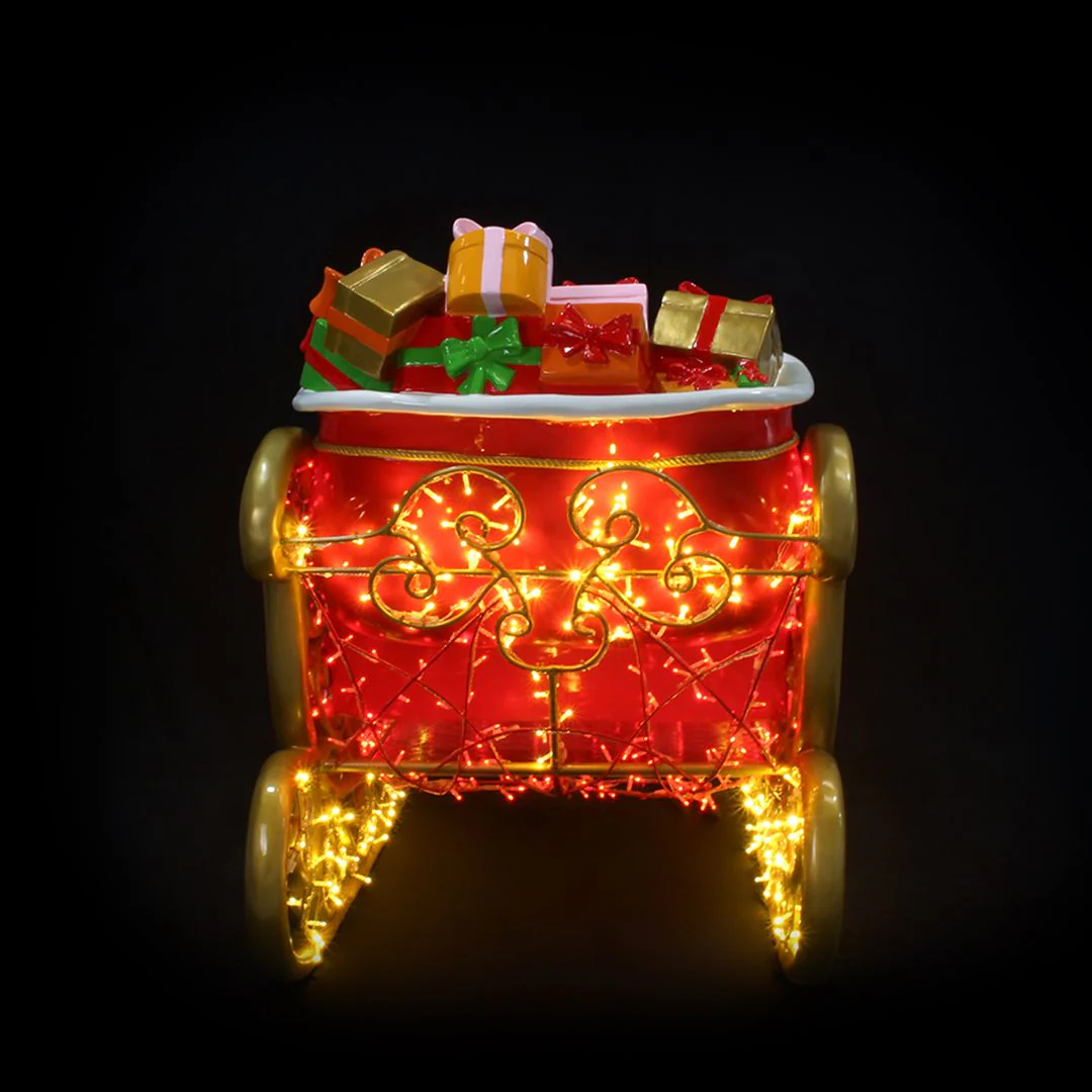 1.6m Red and Gold Santa's Sleigh Lit Christmas Commercial Display Prop - Image 4