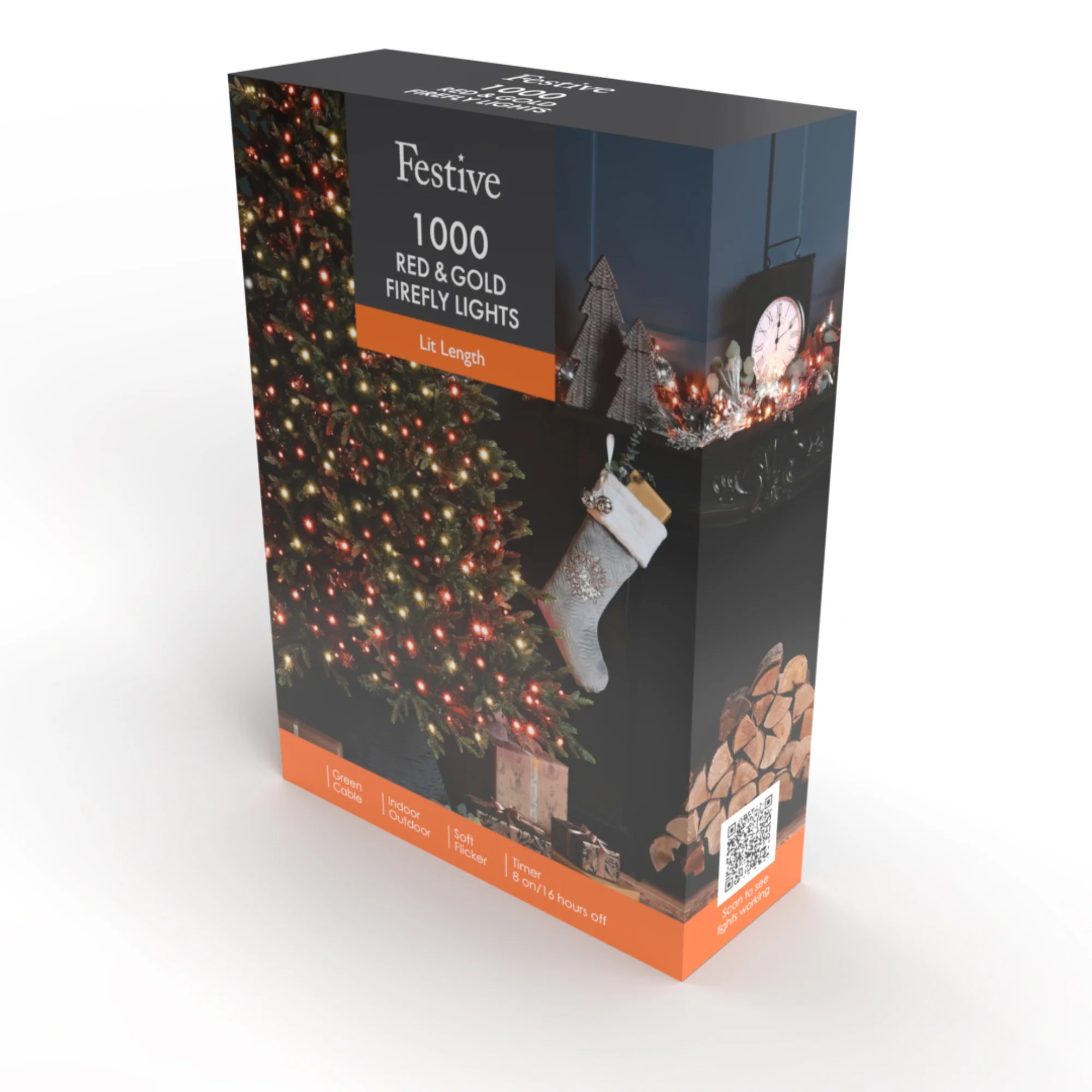 1000 Winter Wishes Red and Gold Firefly Twinkling Christmas Lights - Image 3
