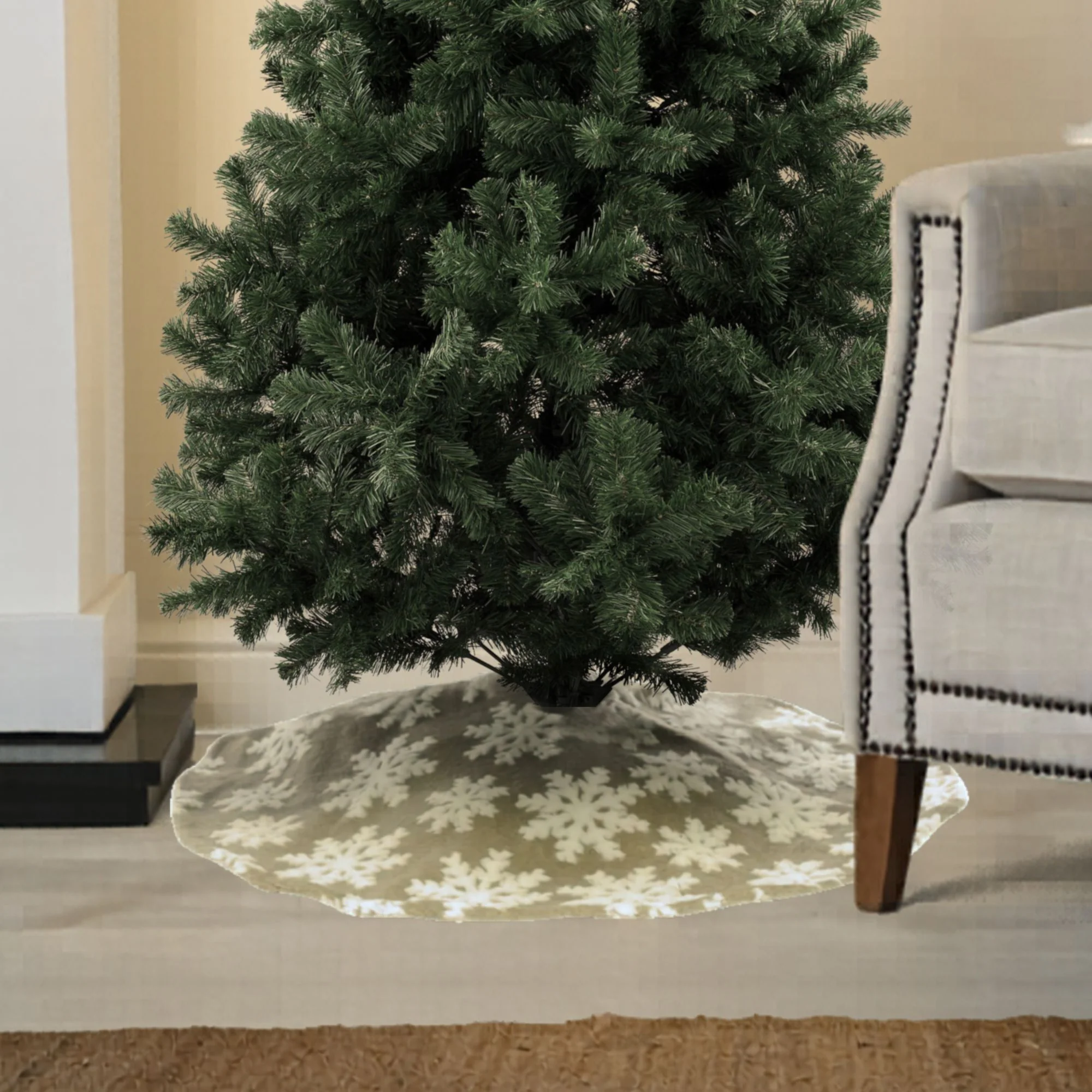 107cm Natural Snowflake Christmas Tree Skirt