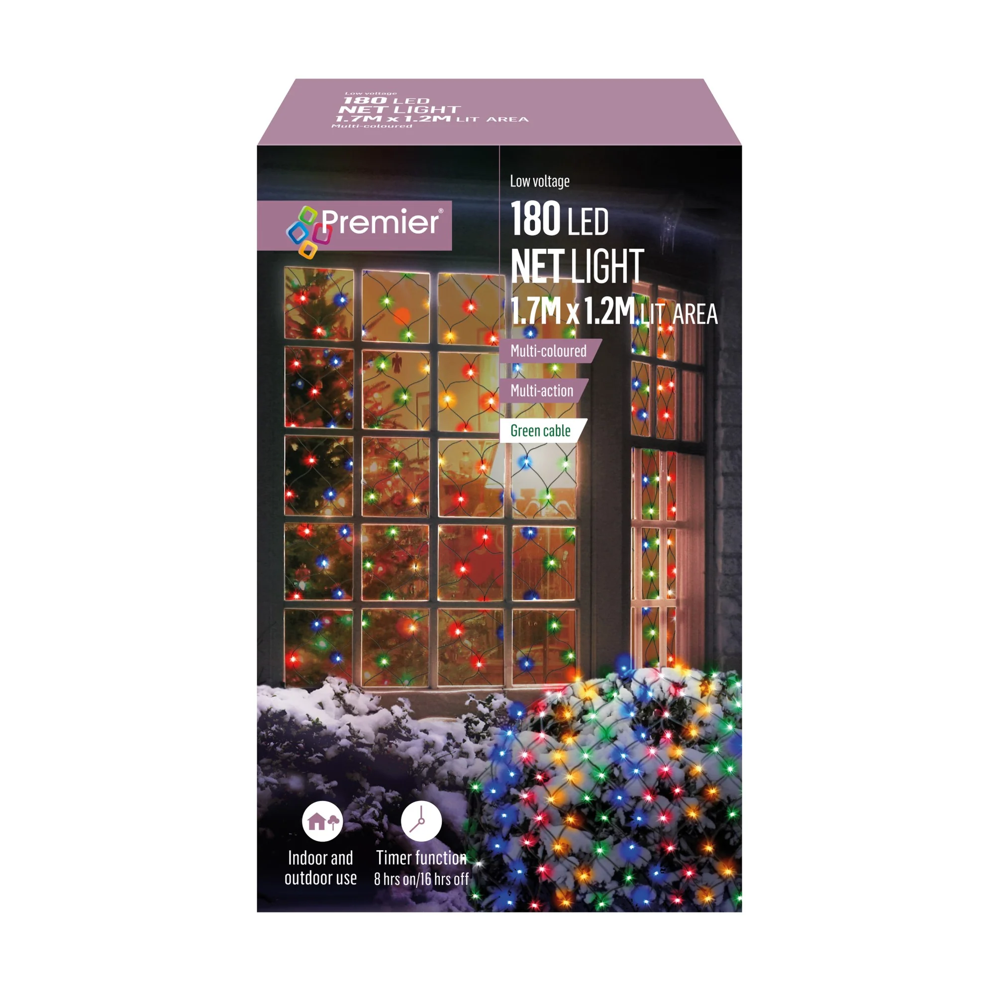 180 Multi Coloured Multi Action LED Net Light 1.75m x 1.2m - Image 2