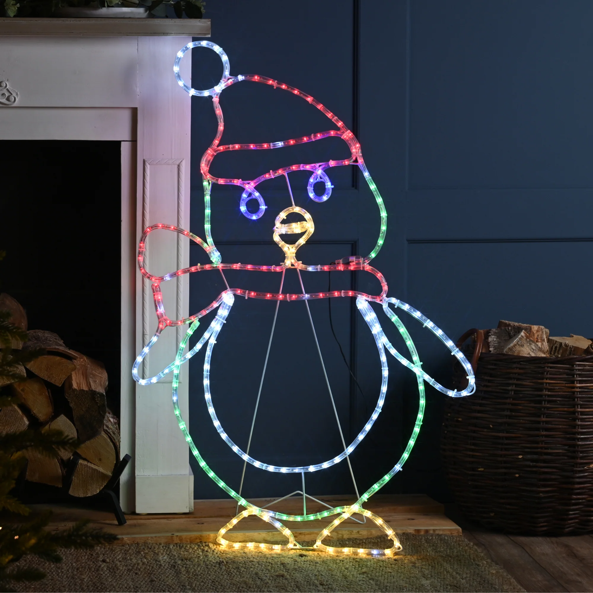 1m LED Penguin Christmas Silhouette with 276 Multi Coloured LEDs