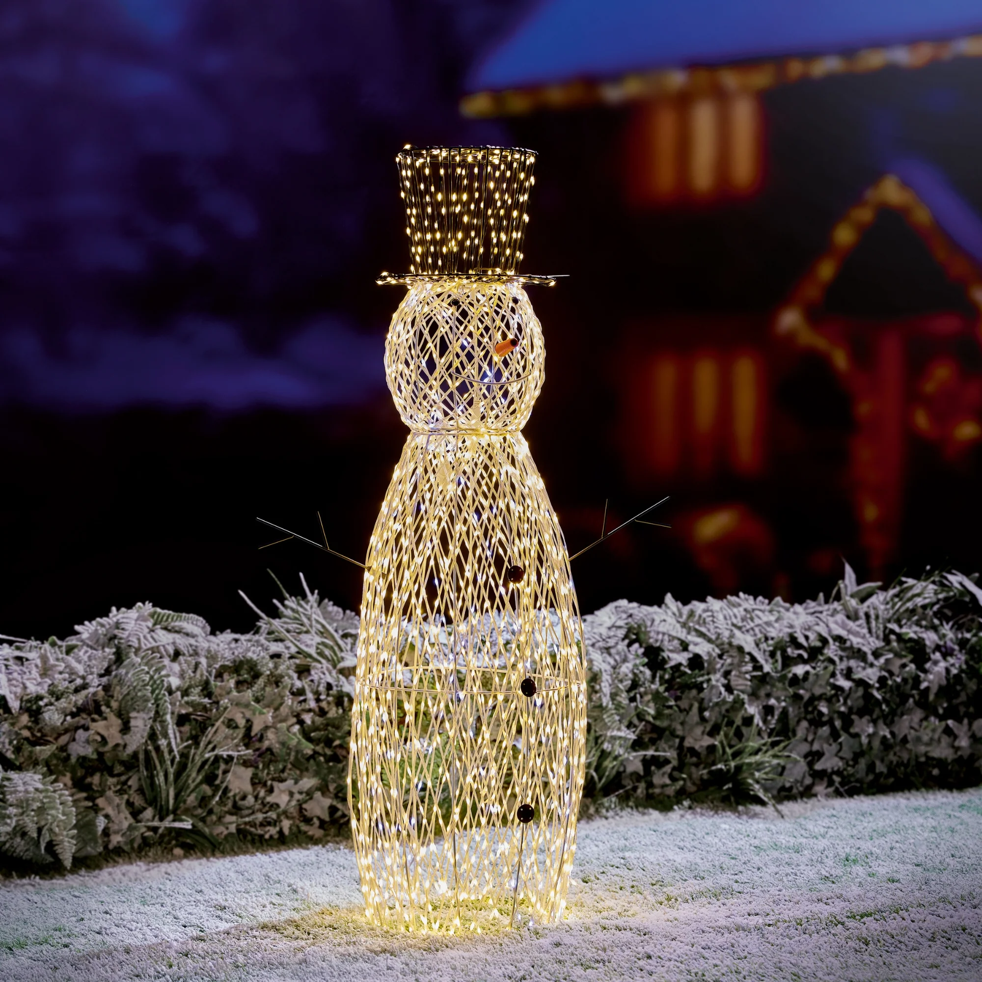 1m White & Warm White LED Snowman with 1780 Twinkling FlexiBright LEDs - Image 3
