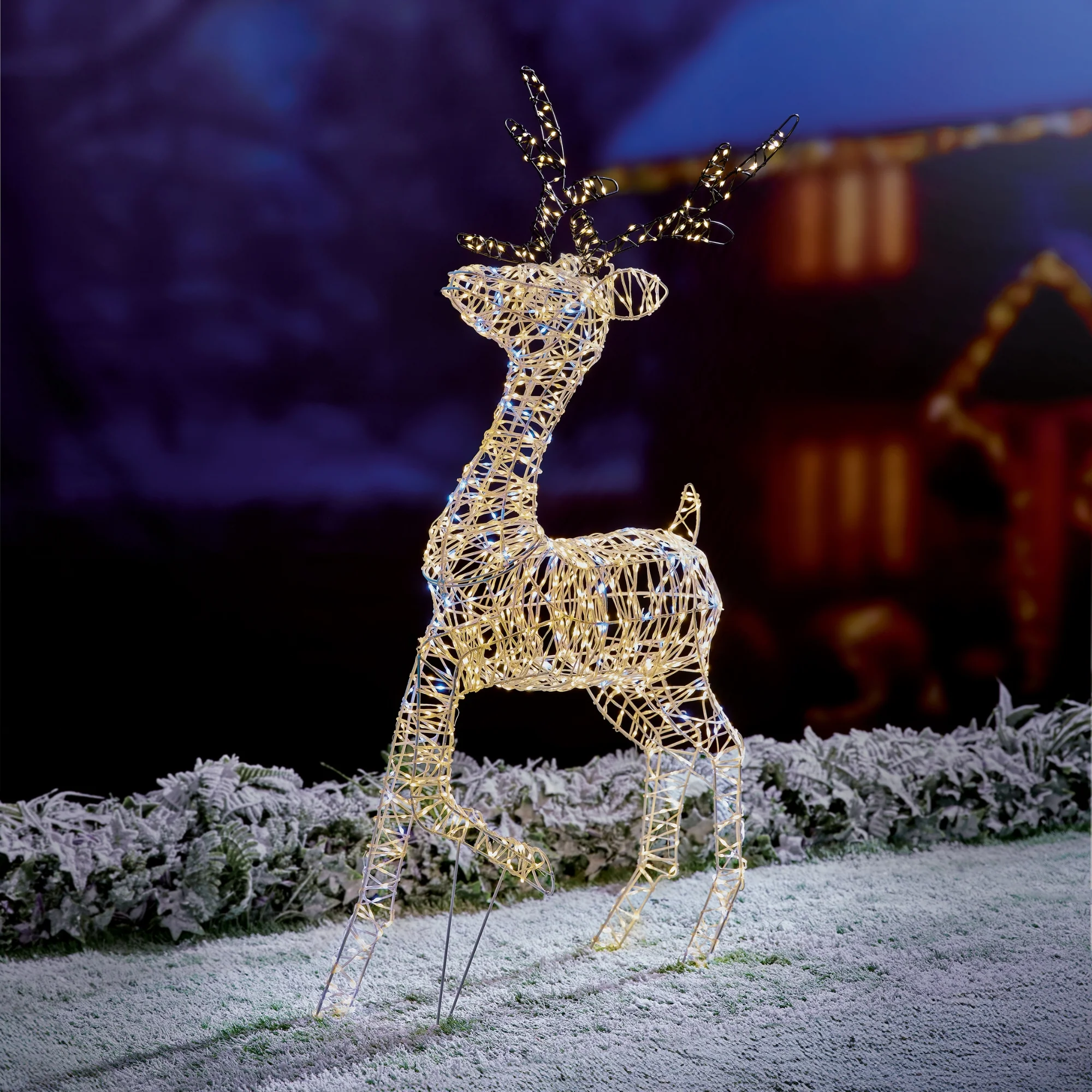 1.1m White & Warm White LED Reindeer with 1200 Twinkling FlexiBright LEDs - Image 3