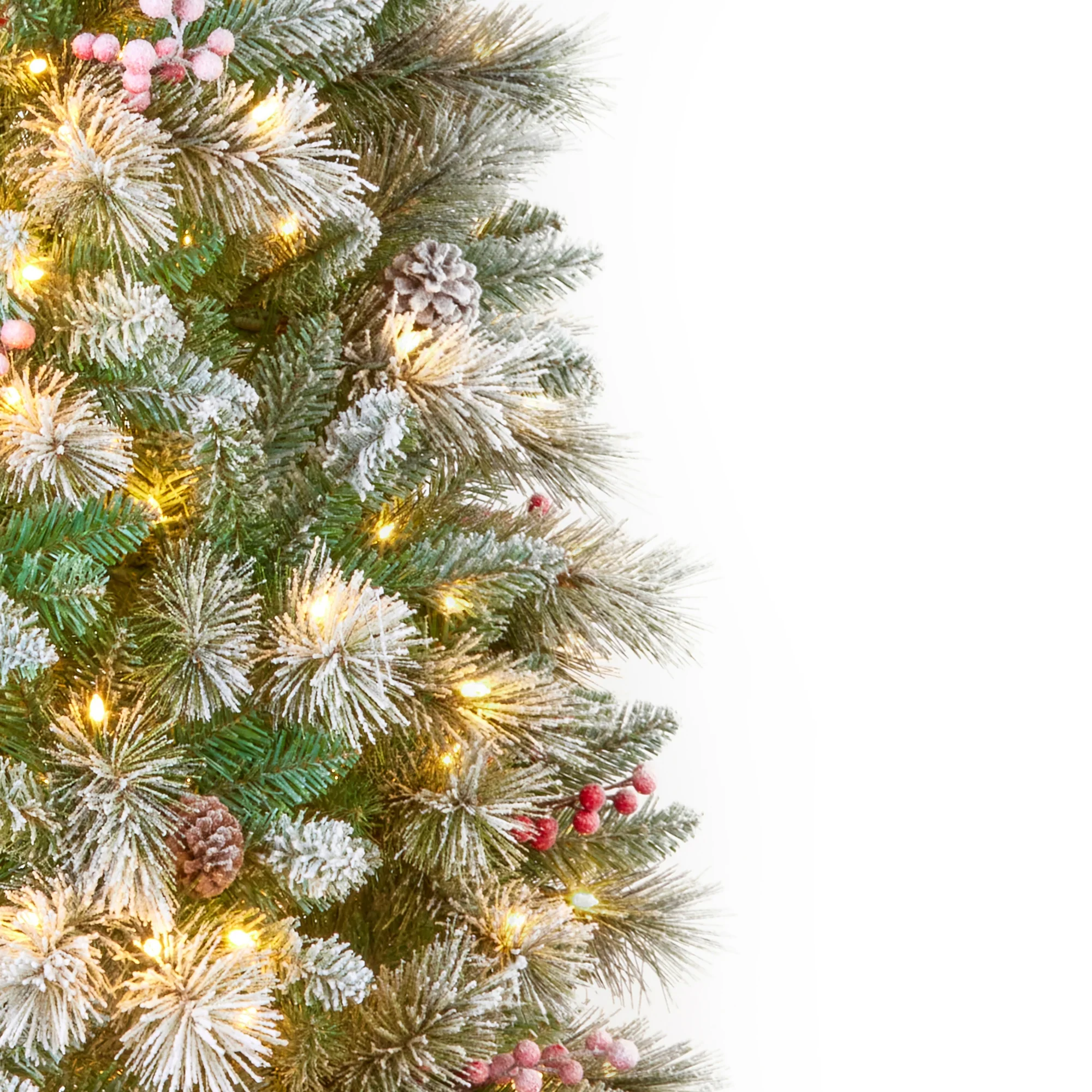2.2m Pre Lit Frosted Calgary Tree with 450 Warm White LEDs - Image 5