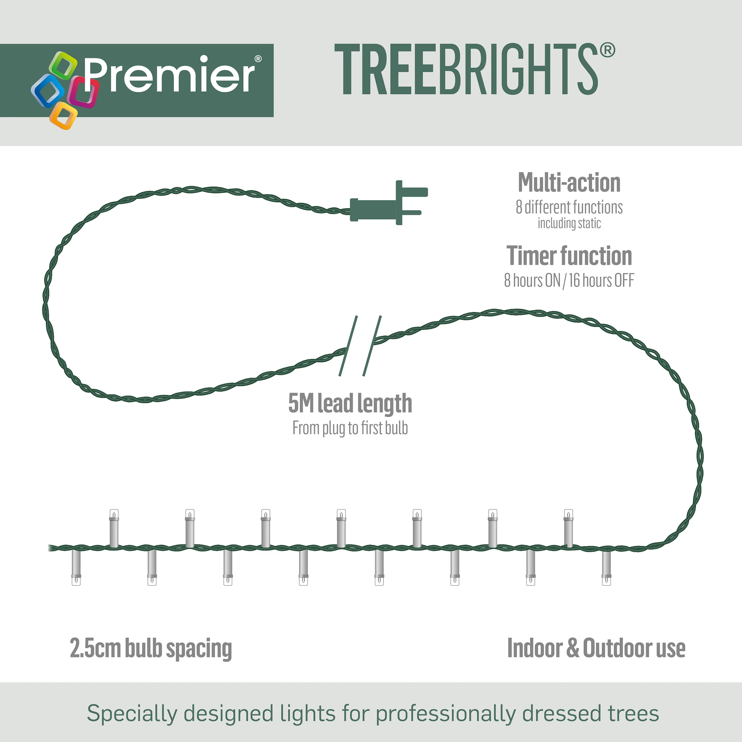 2000 Warm White Treebrights Multi Action LED Lights with Timer - Image 10
