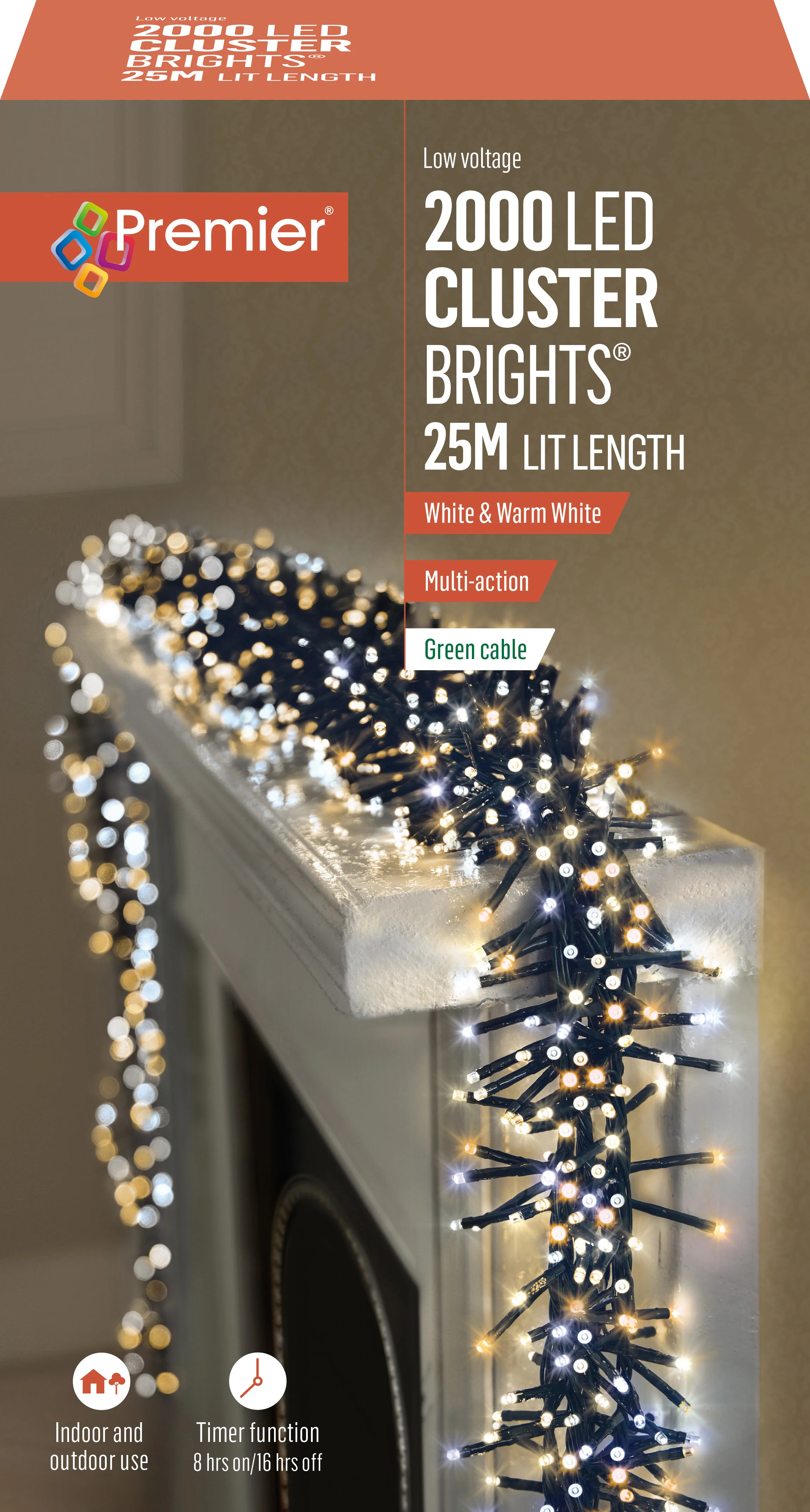 2000 White and Warm White Multi Action LED Cluster Timer Lights - Image 2