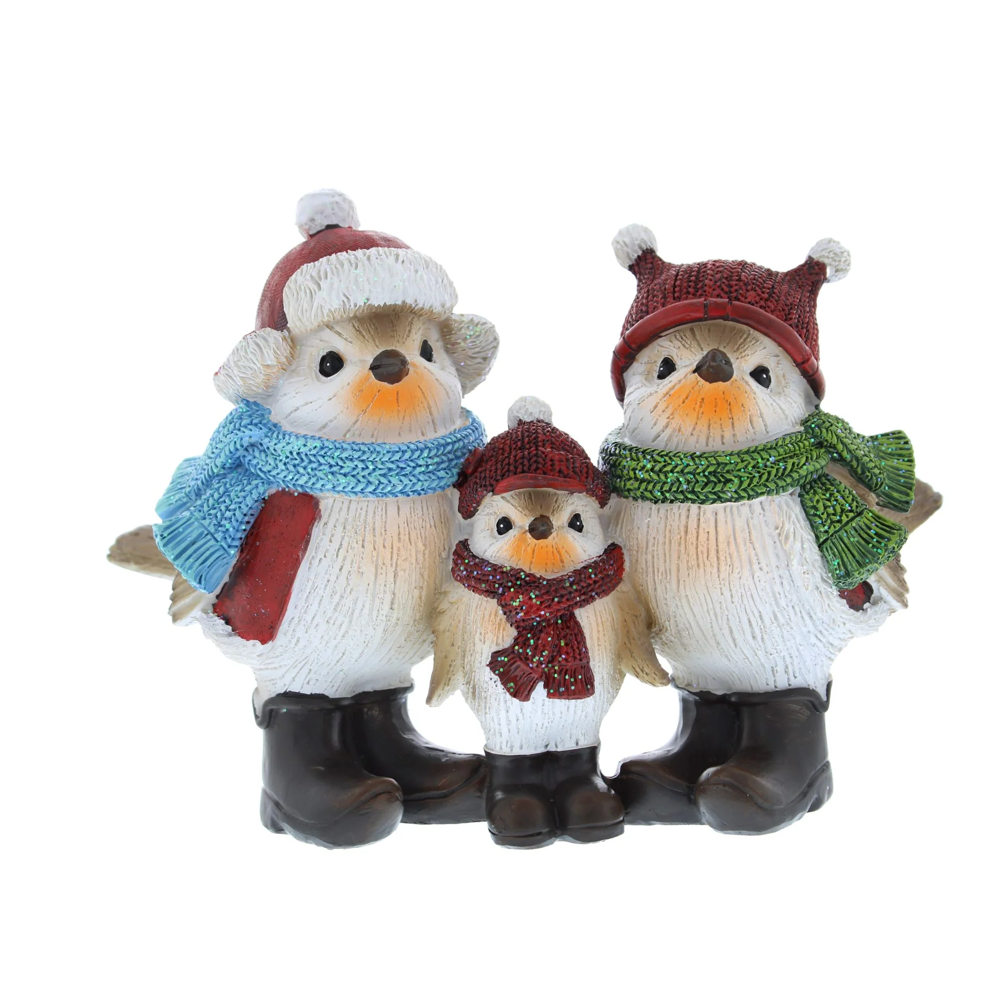 15cm Set of Three Cosy Robin Family Christmas Display Ornament