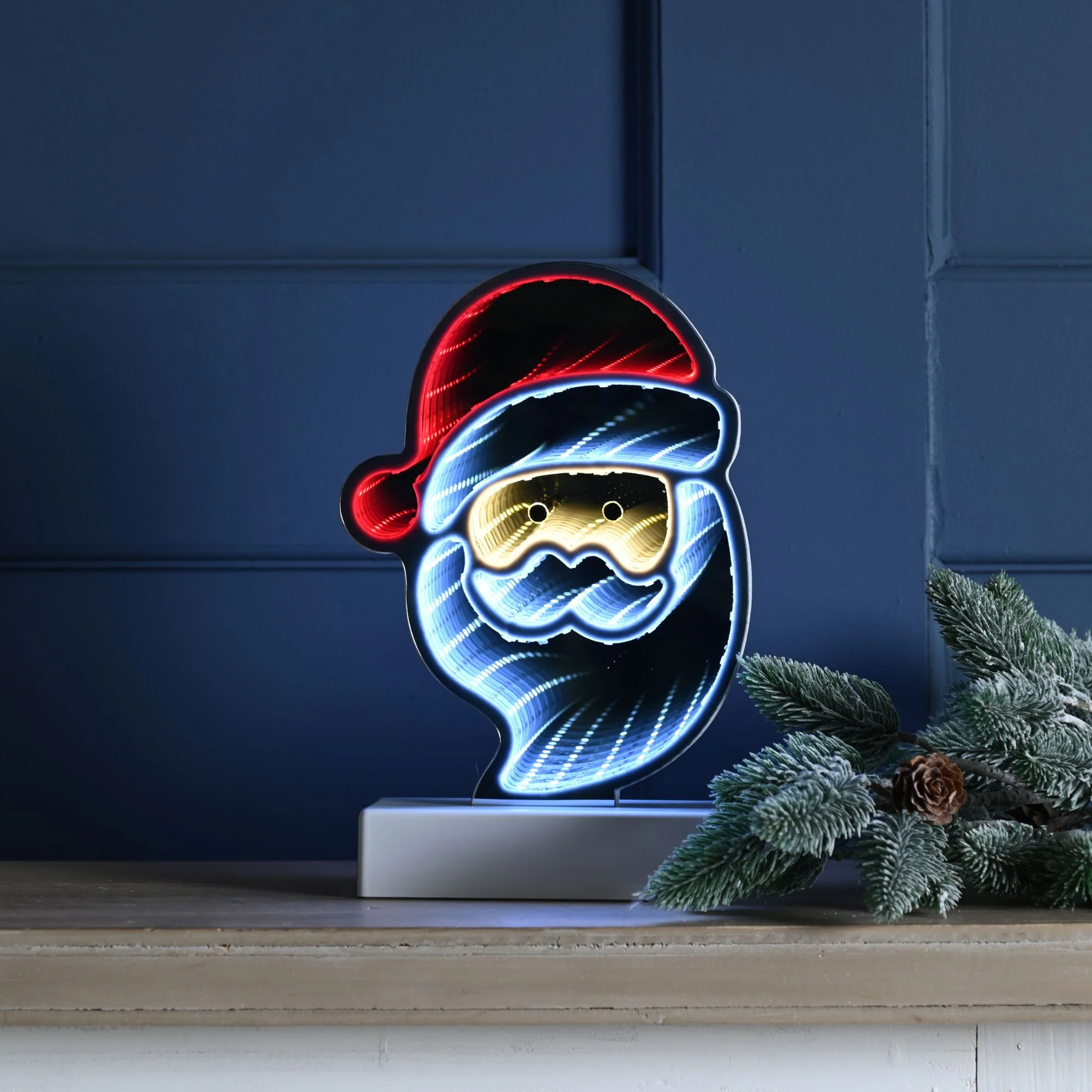 23cm Battery Operated Santa Face Christmas Infinity Light