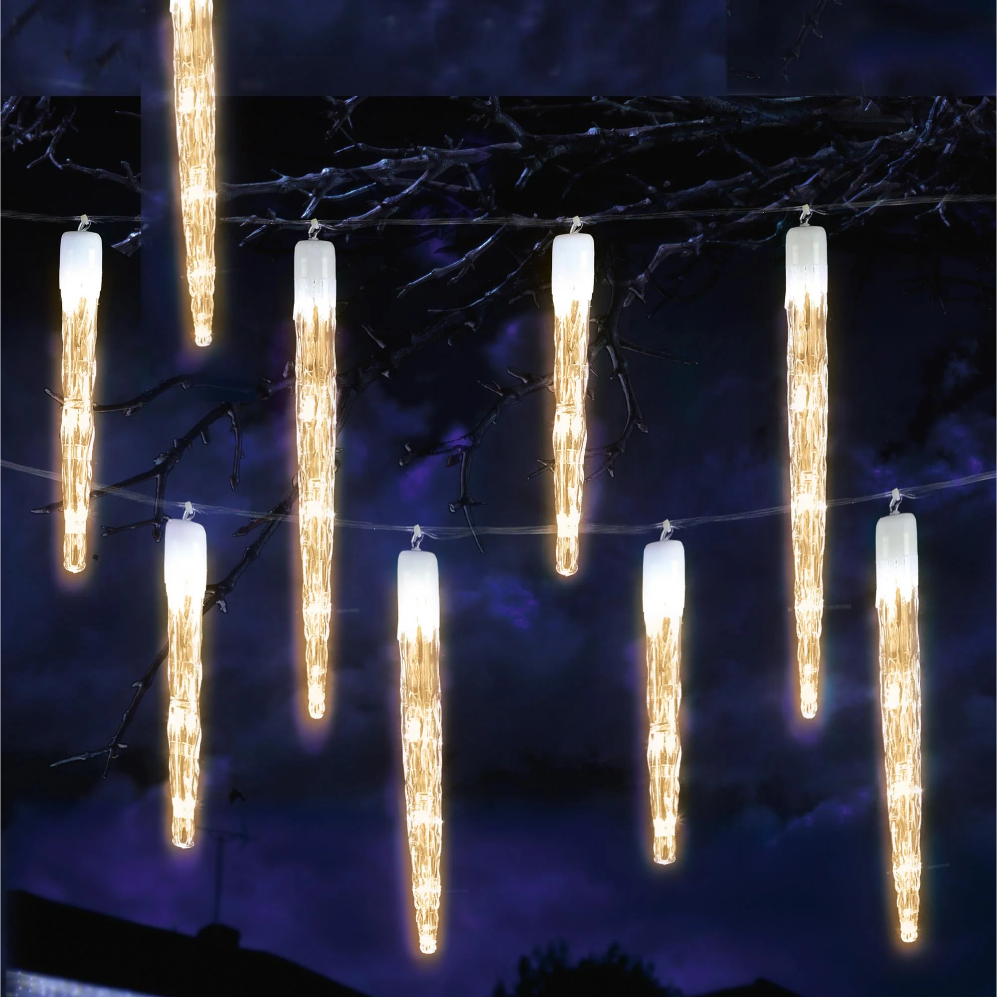 24 Chaser Icicle Lights with 72 Warm White LED lights - Image 2