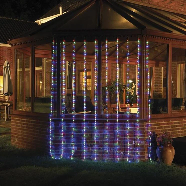 240 Multi Coloured LED Waterfall Curtain Light 1.5m x 2m - Image 3