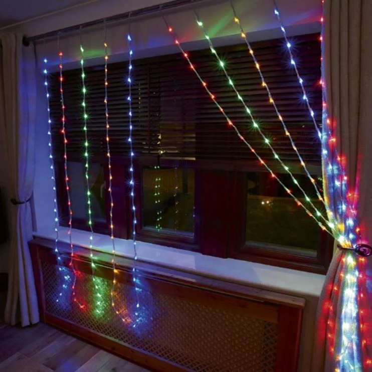 240 Multi Coloured LED Waterfall Curtain Light 1.5m x 2m - Image 5
