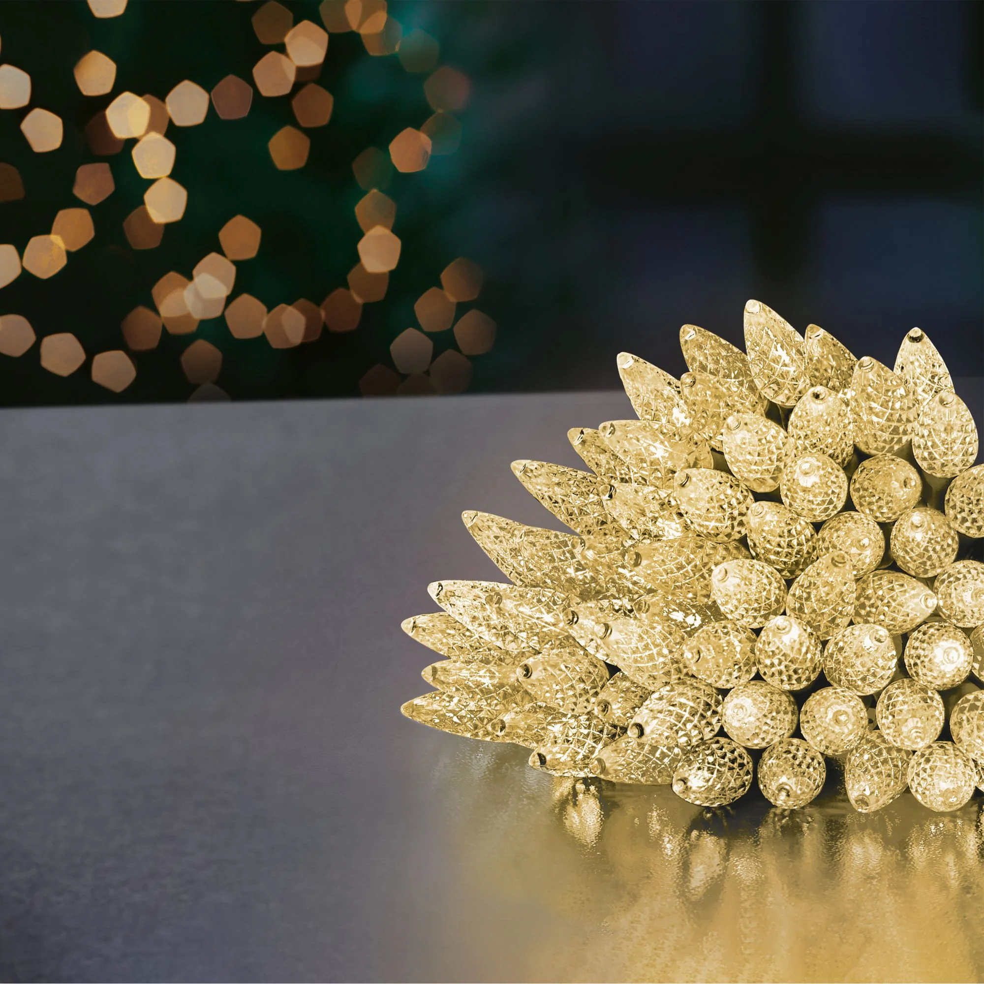 300 Warm White LED Pinecone Style Bulb Multi Action String Light