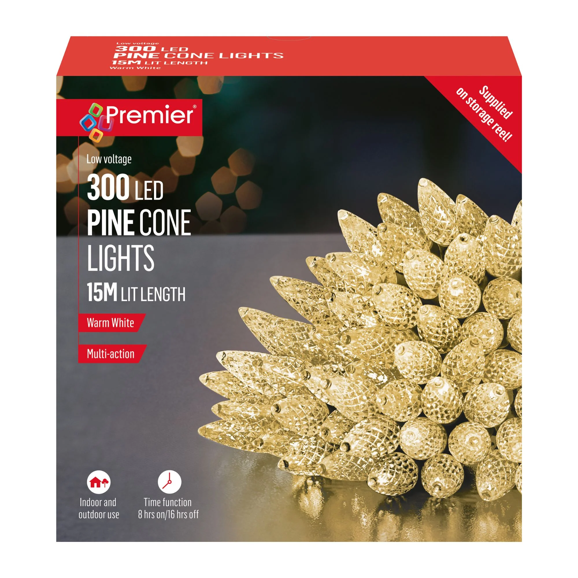 300 Warm White LED Pinecone Style Bulb Multi Action String Light - Image 3