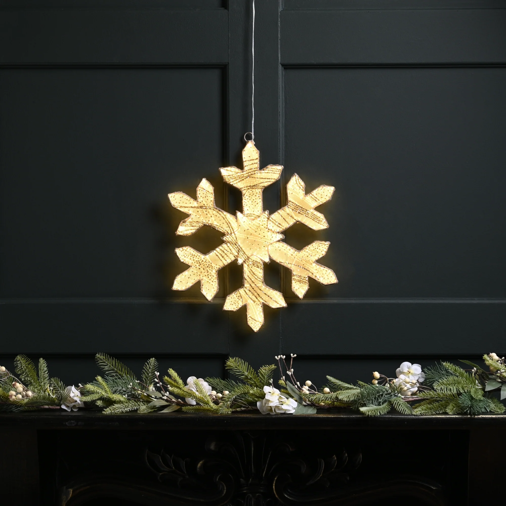 38cm Neon Flex Angel Glow Christmas Snowflake with 410 Warm White LEDs