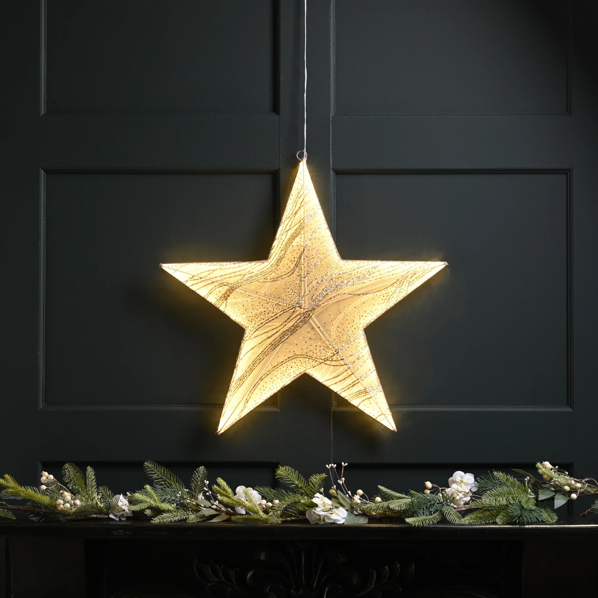 38cm Neon Flex Angel Glow Christmas Hanging Star with 156 Warm White LEDs