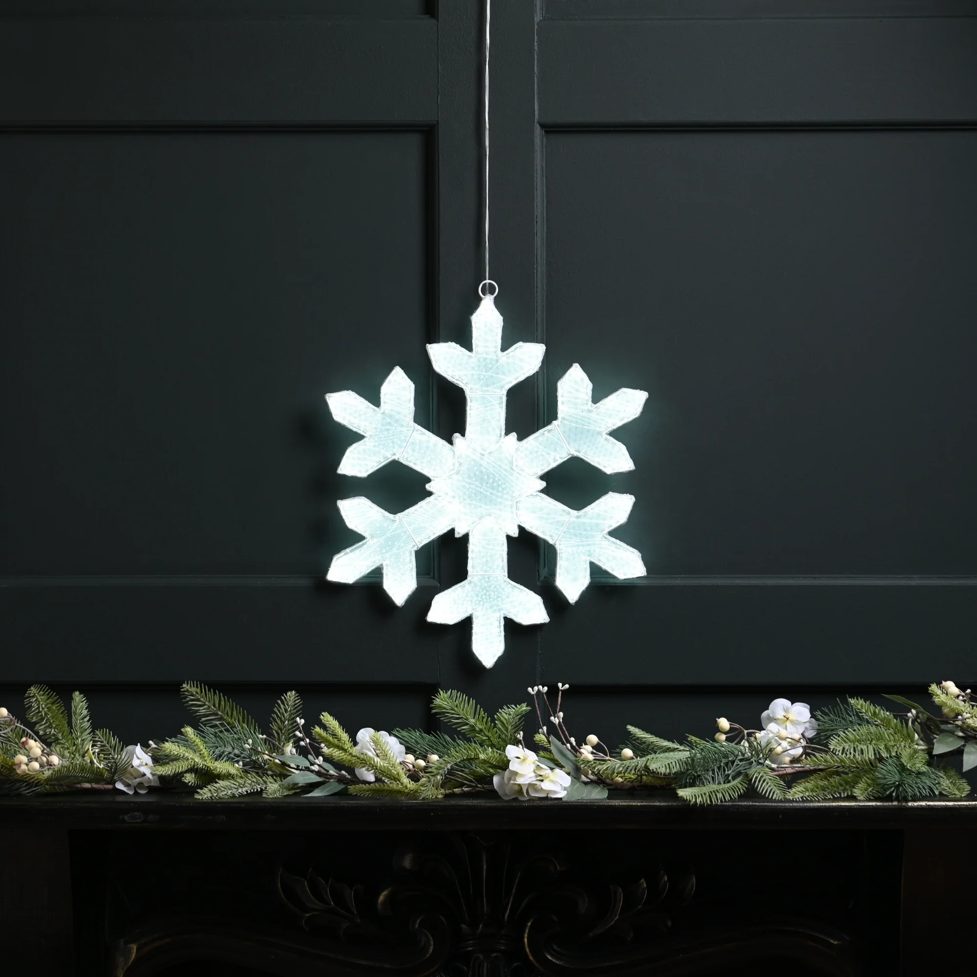 38cm Neon Flex Shimmer Glow Christmas Snowflake with 410 Warm White LEDs