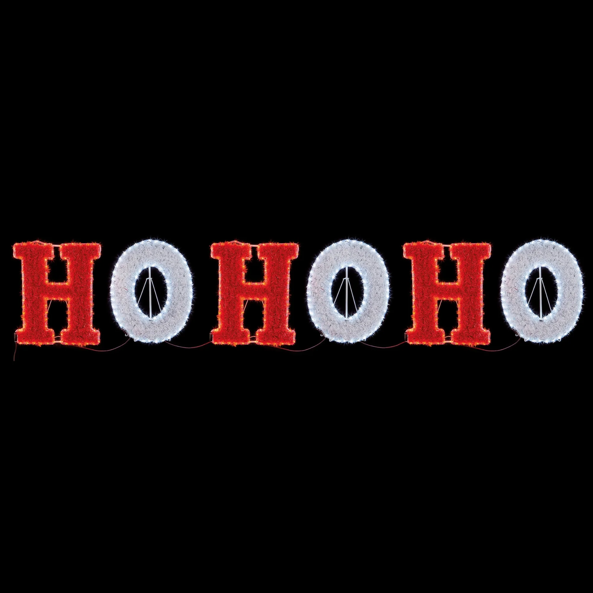 3m Giant HO HO HO Tinsel Motif Outdoor Christmas Sign with 504 LEDs