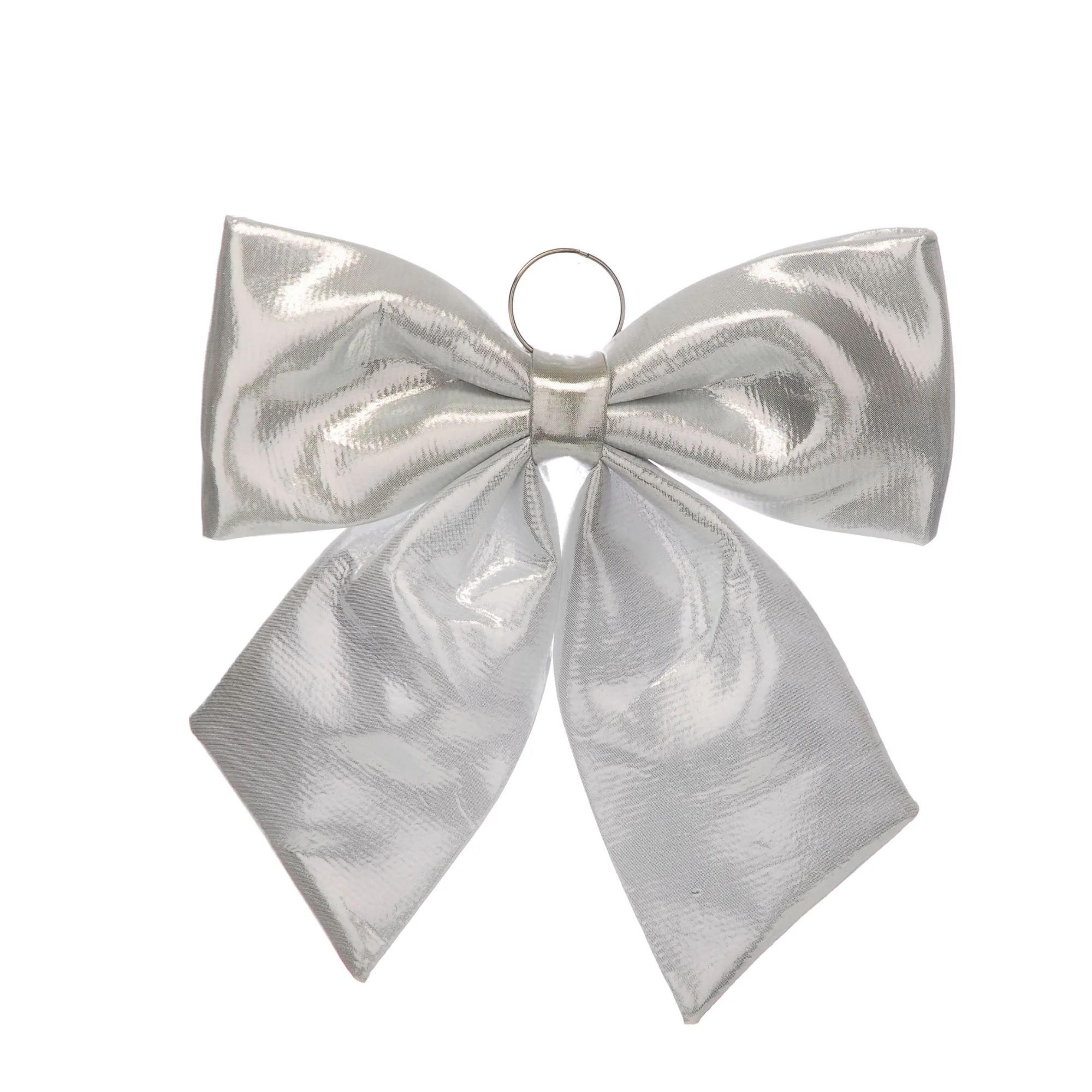 44cm Metallic Silver Effect Christmas Bow