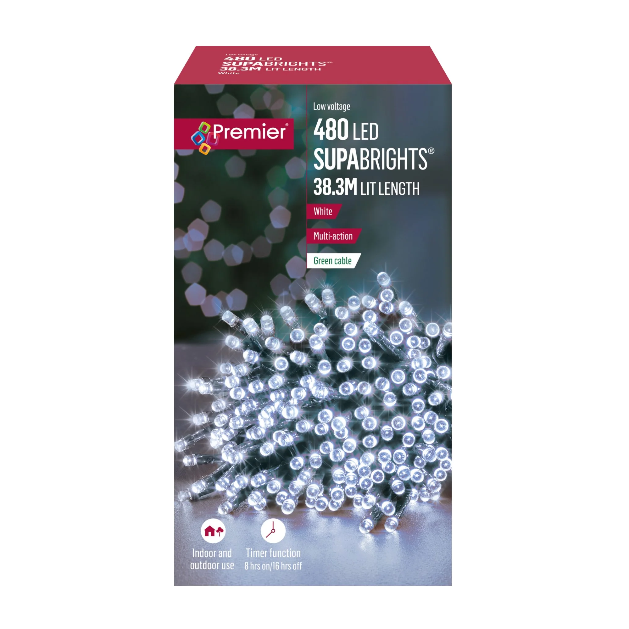 480 White Supabrights Multi Action LED String Lights with Timer - Image 3