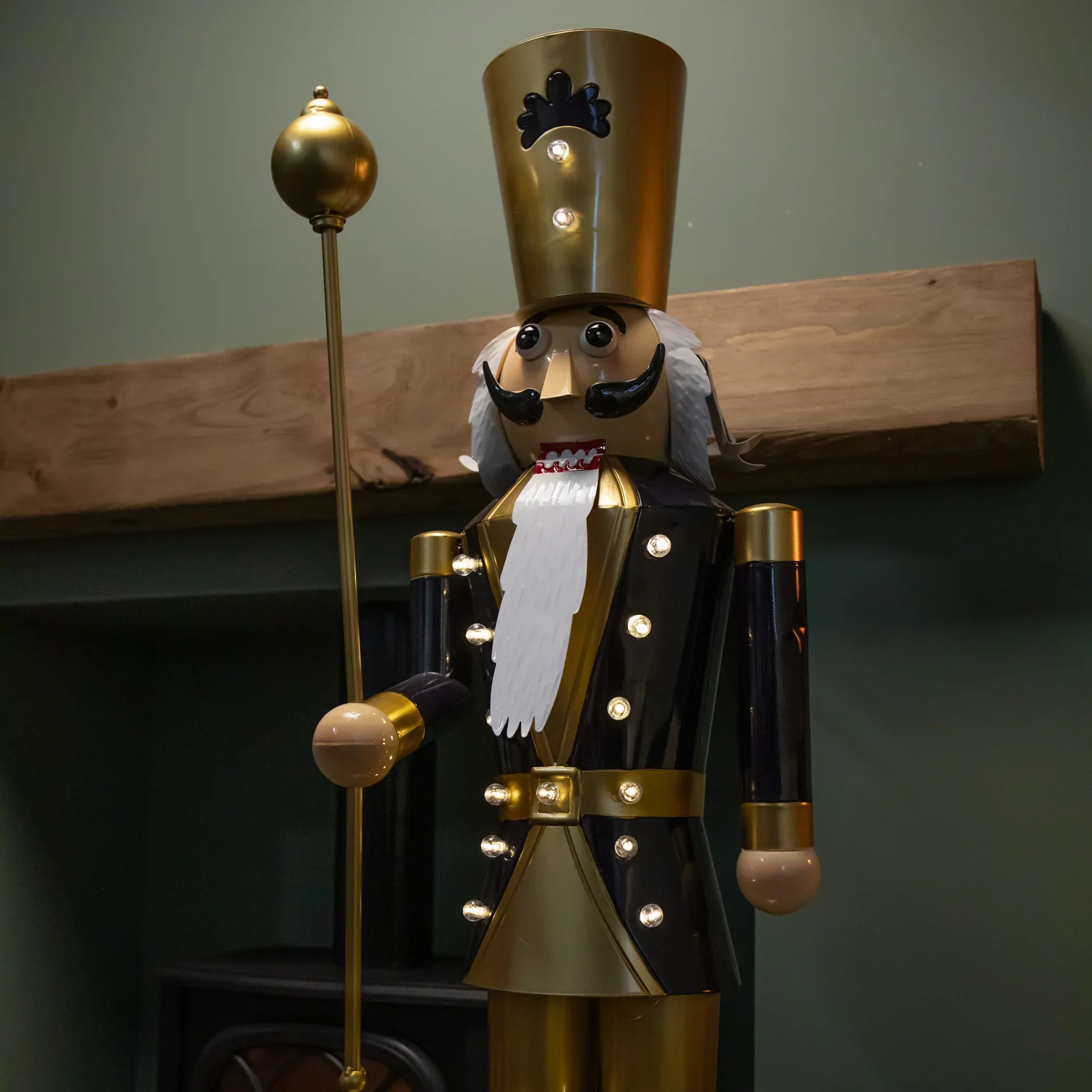 4ft Navy and Gold In Lit Christmas Nutcracker Guard - Image 2