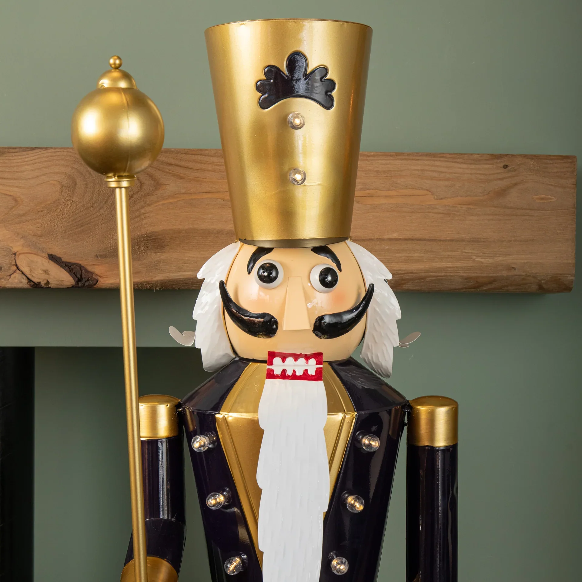 4ft Navy and Gold In Lit Christmas Nutcracker Guard - Image 4