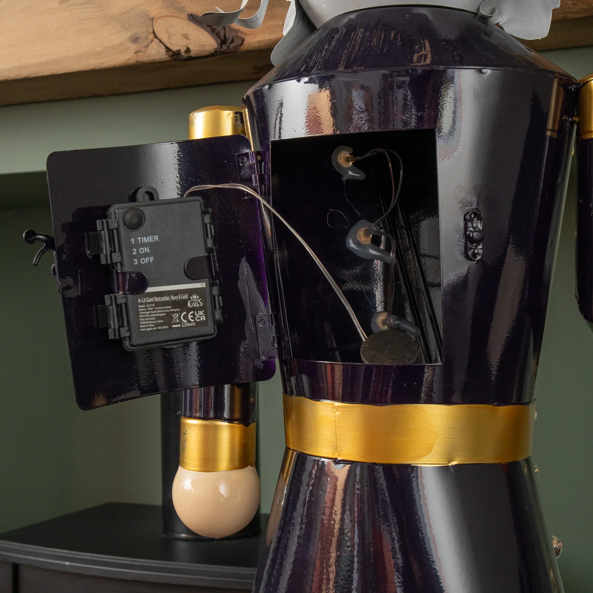 4ft Navy and Gold In Lit Christmas Nutcracker Guard - Image 5