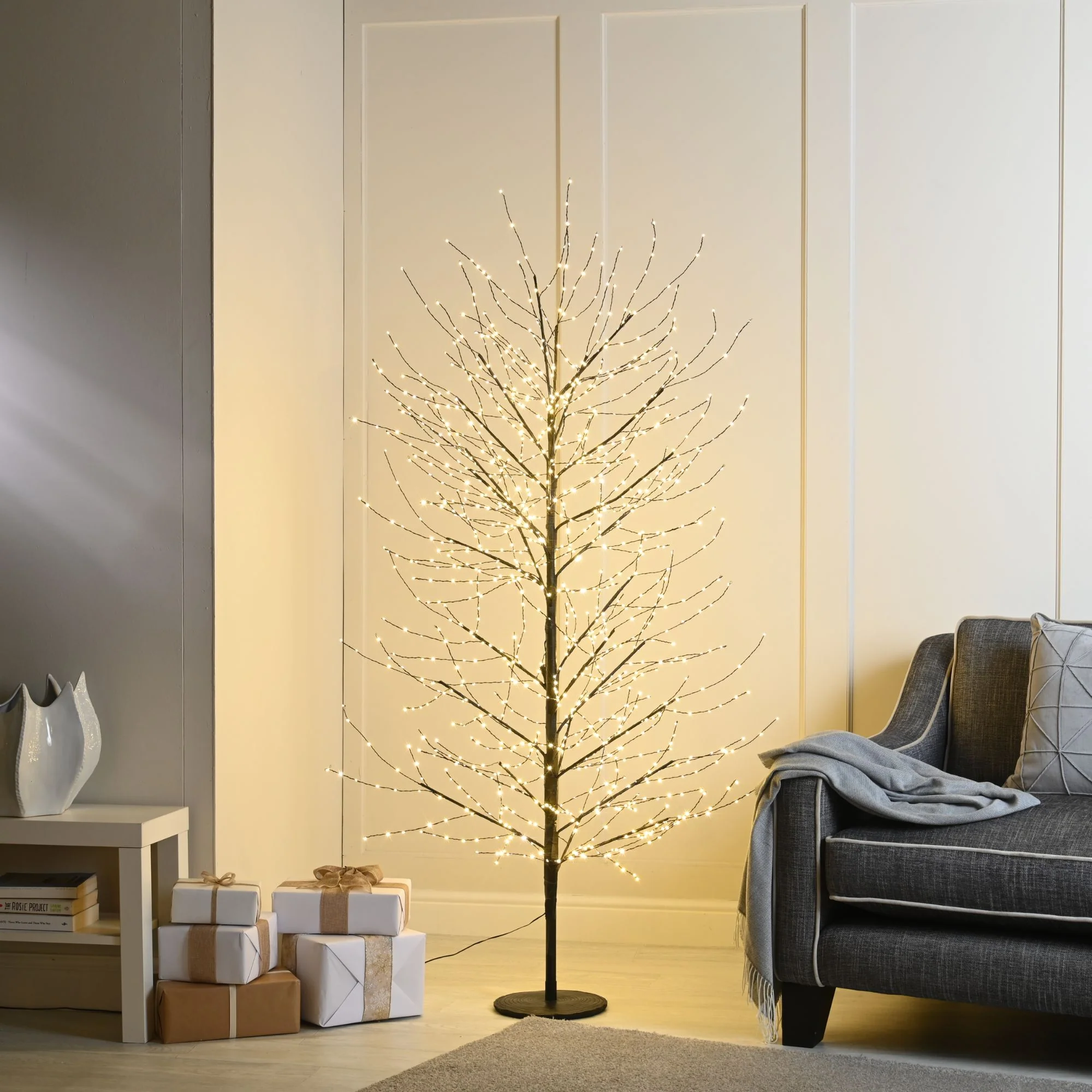 5ft Black Twinkling Microdot Christmas Tree with 500 Warm White LEDs