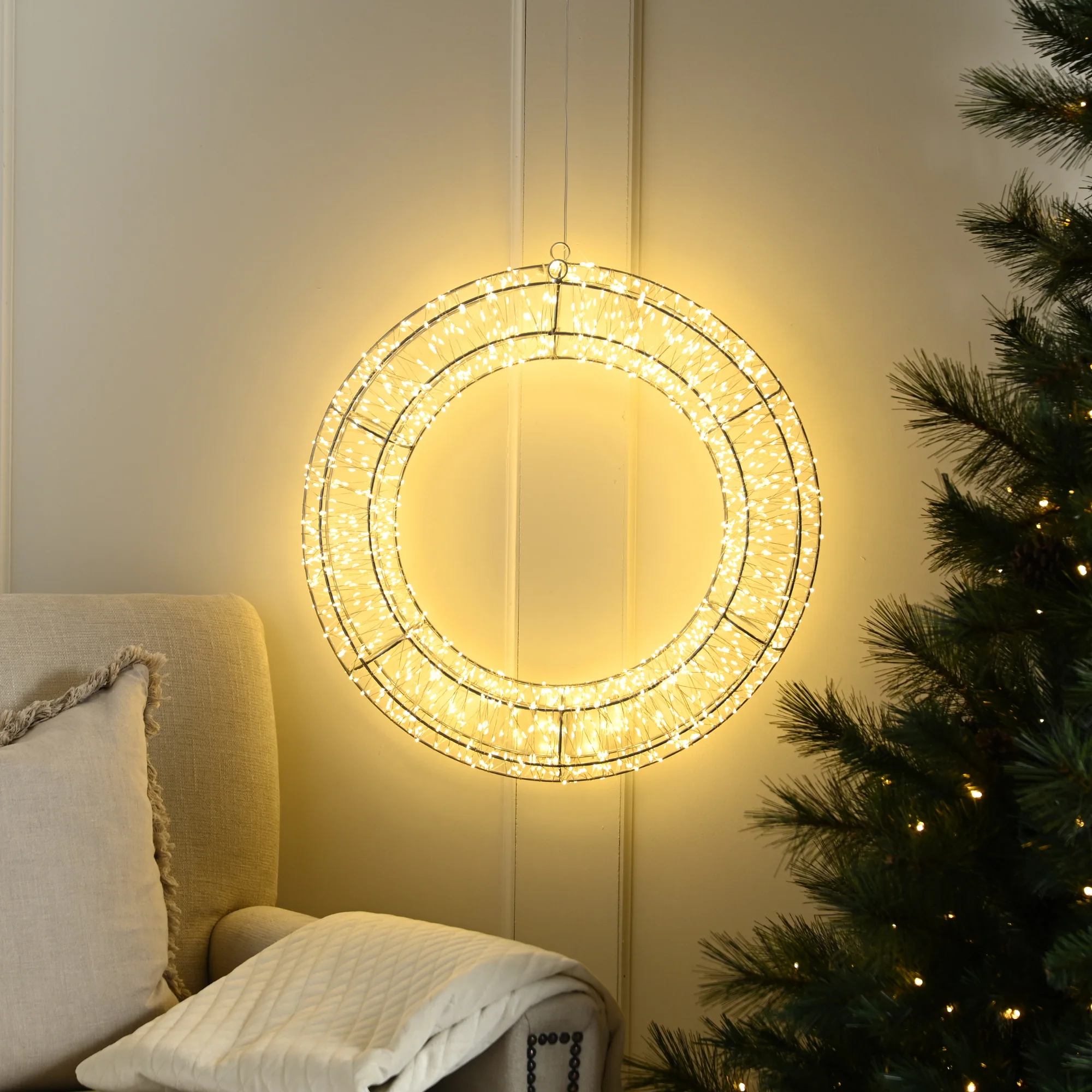 50cm Dewdrop Wreath with 1440 Warm White LEDs