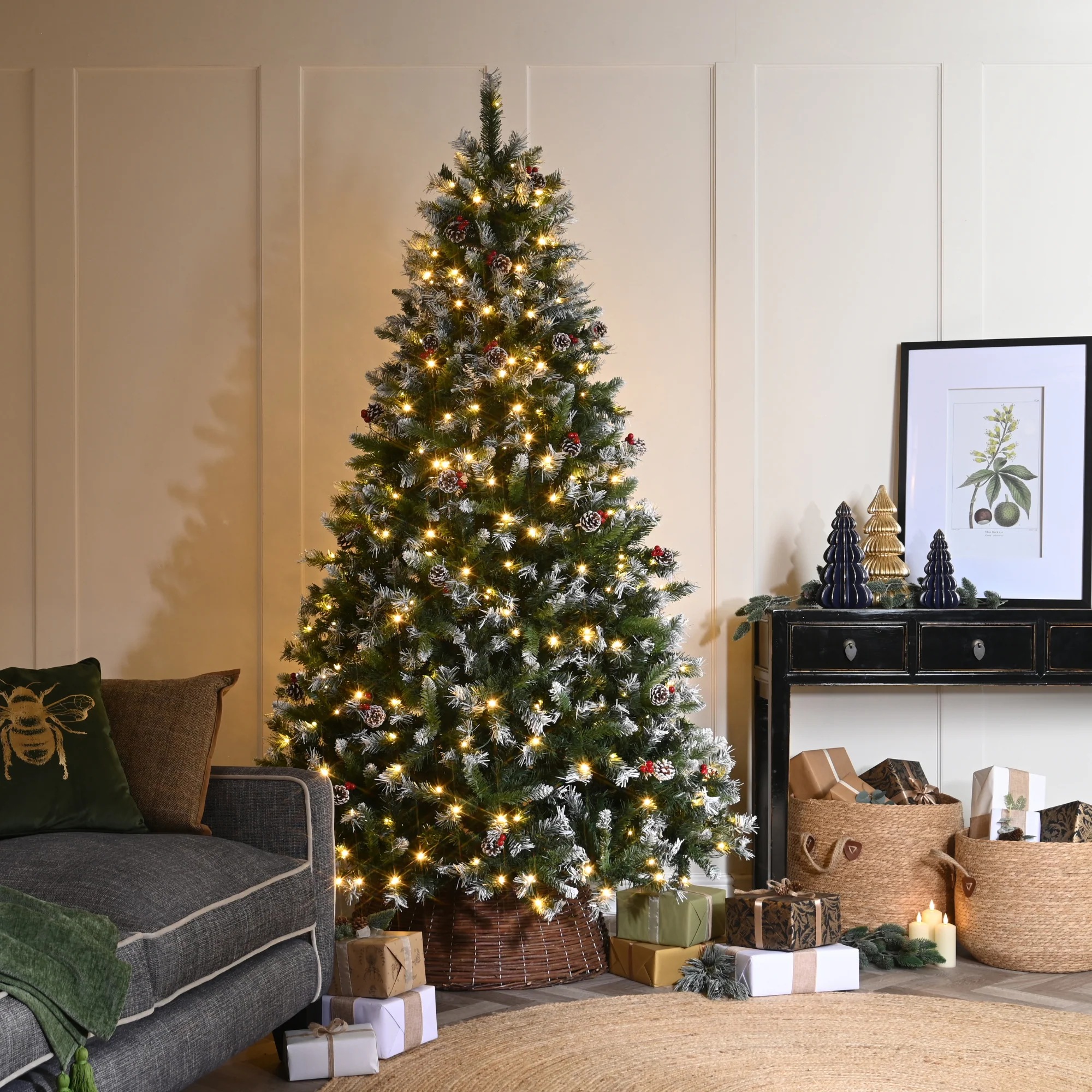 5ft Pre Lit Frostvale Pine Artificial Christmas Tree with 200 Warm White LEDs