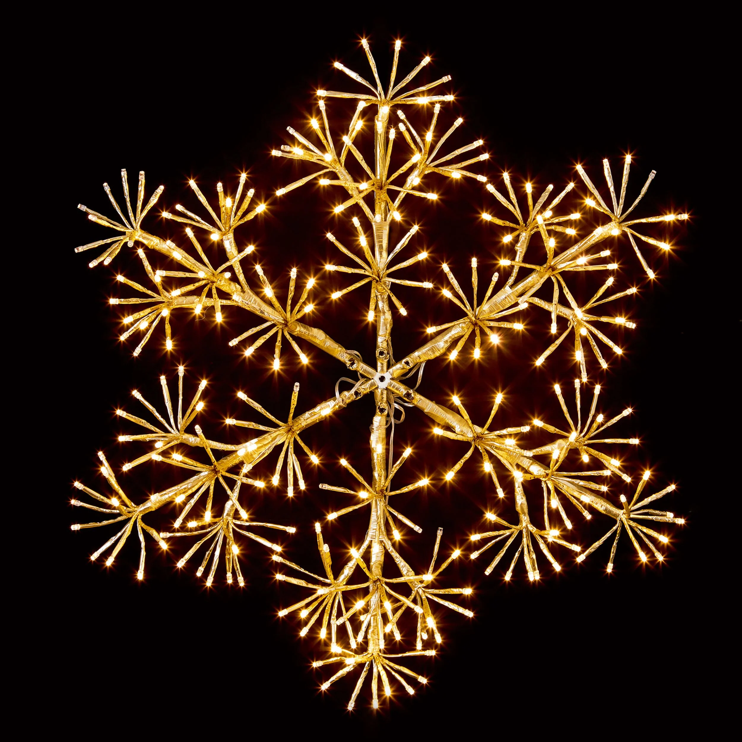60cm Gold Starburst Snowflake Light with Warm White LEDs