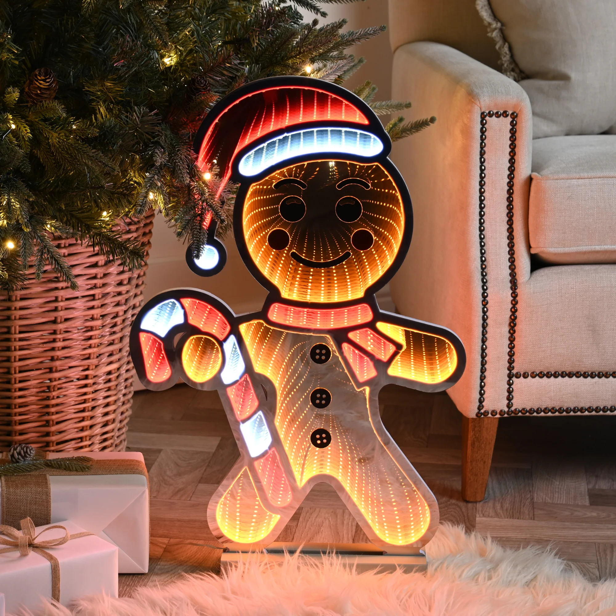 60cm Gingerbread Man Christmas Infinity Light