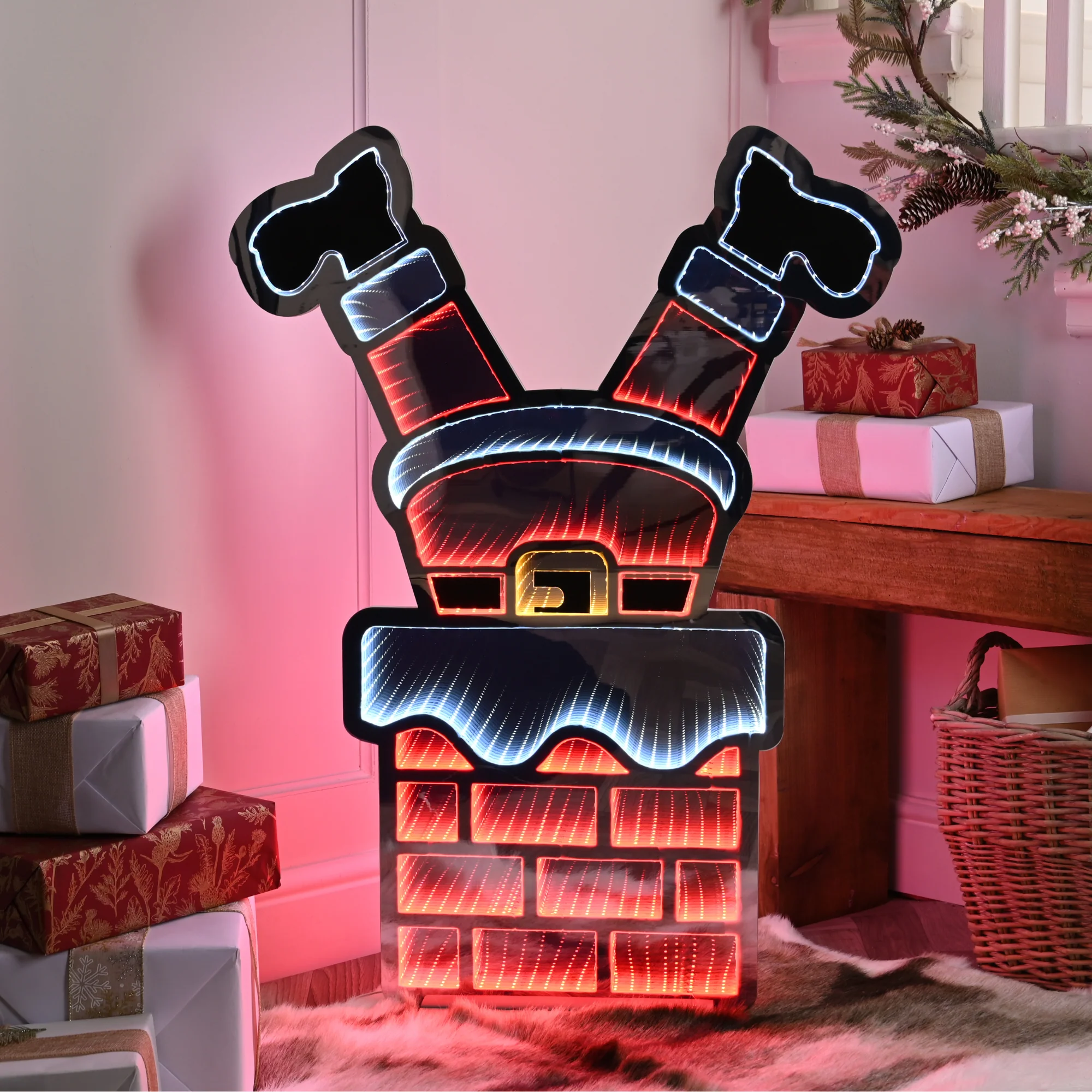 60cm Santa Legs and Chimney Christmas Infinity Light