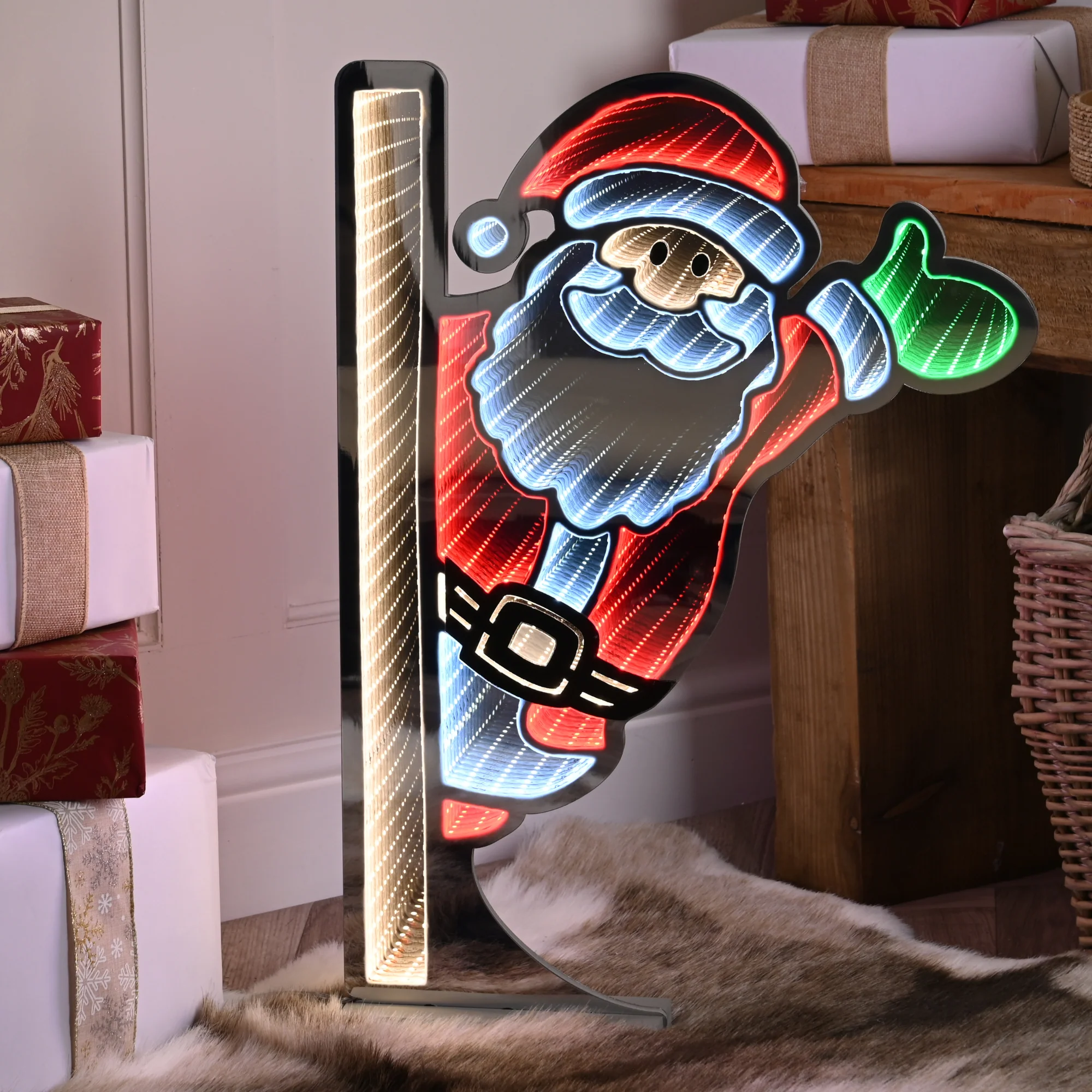 60cm Infinity Peekaboo Waving Santa Christmas Light