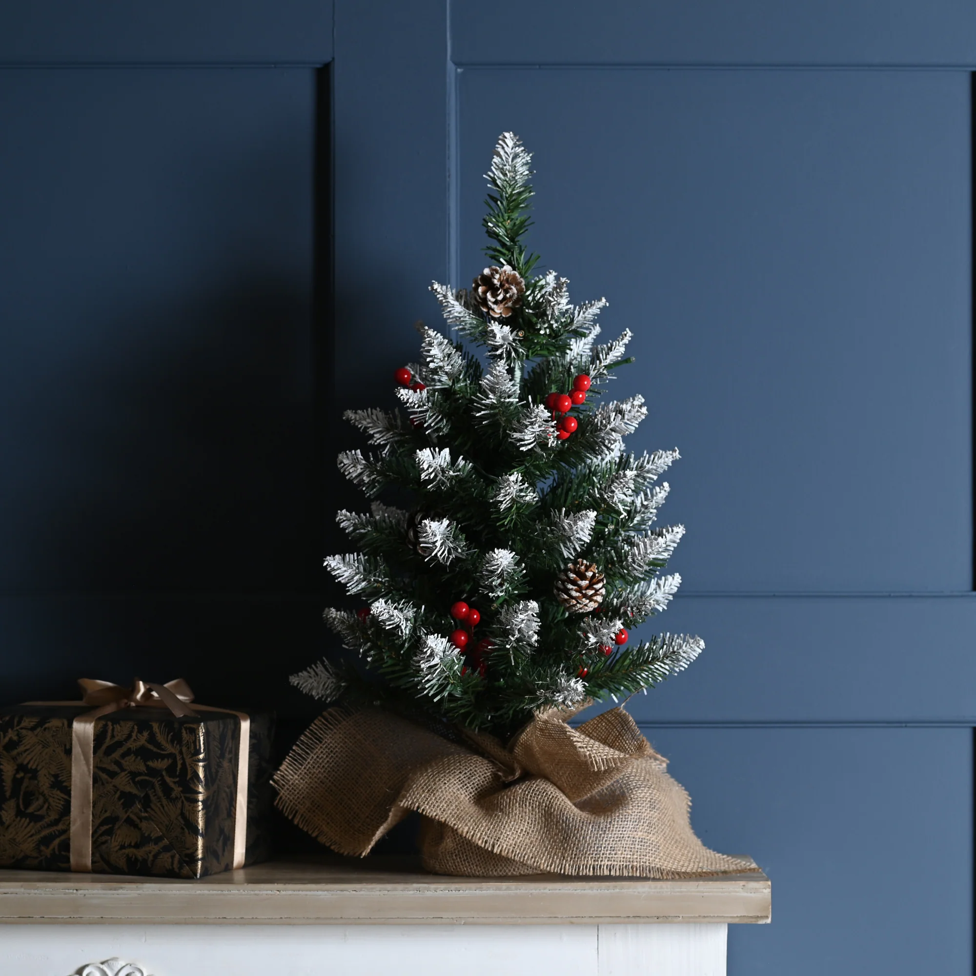 60cm Pre-Lit Berry and Cones Christmas Tree with Warm White & Multi Coloured Lights - Image 3
