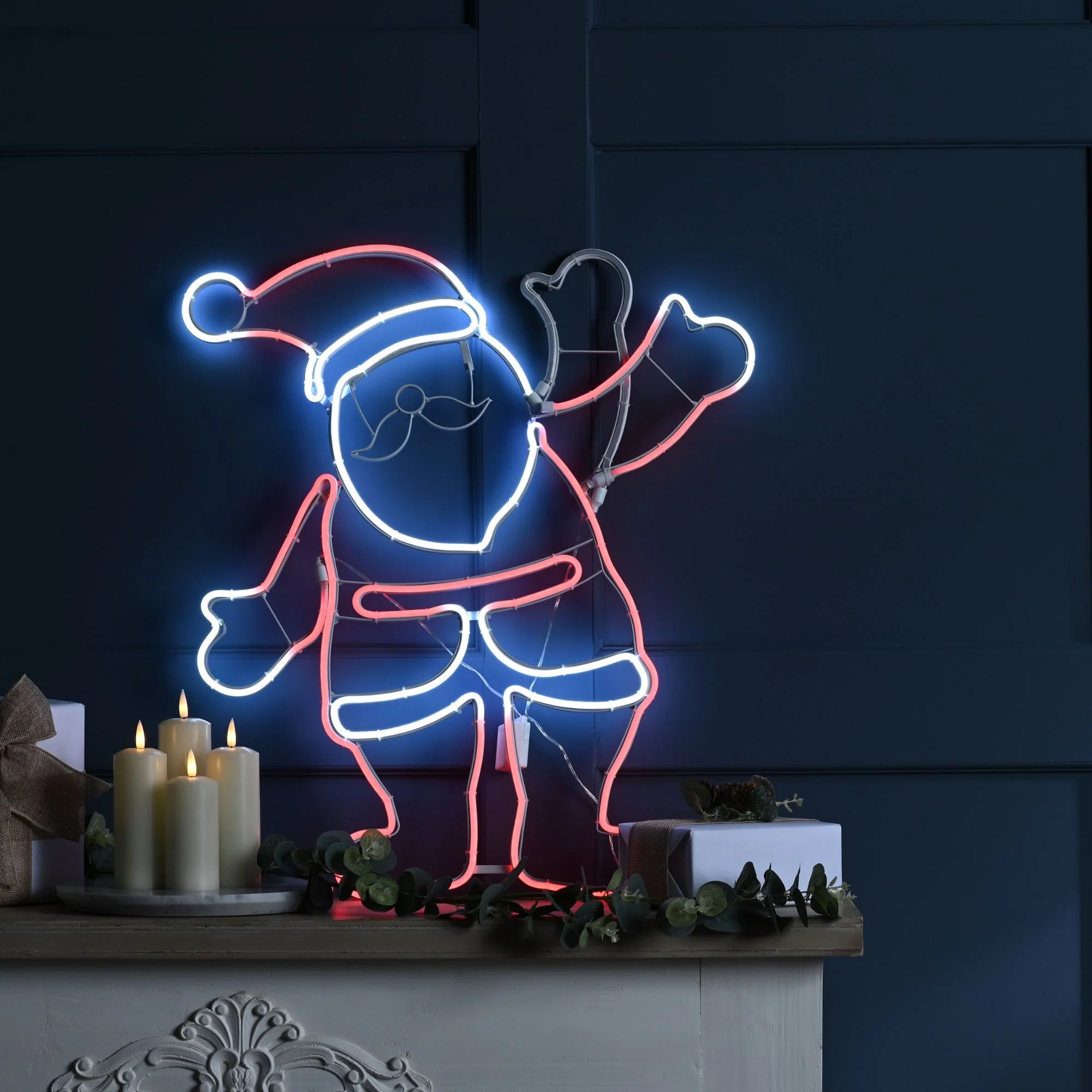 61cm Neon Flex Waving Santa Christmas Silhouette - Image 2