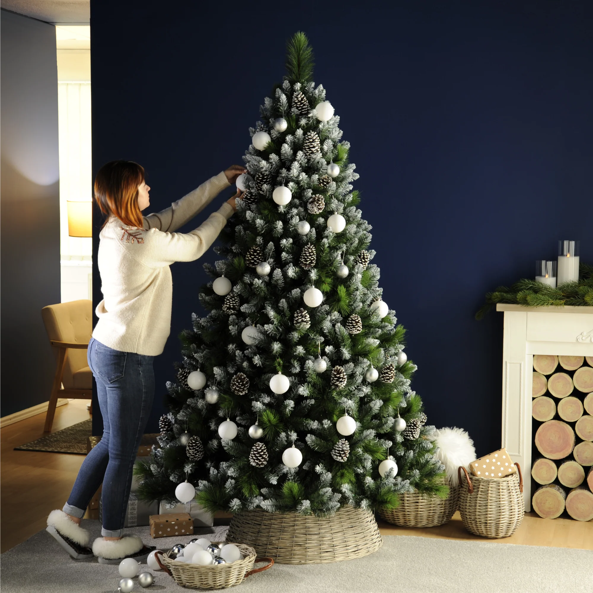 7ft Grand River Pine with Frosted Pinecones Artificial Christmas Tree - Image 4