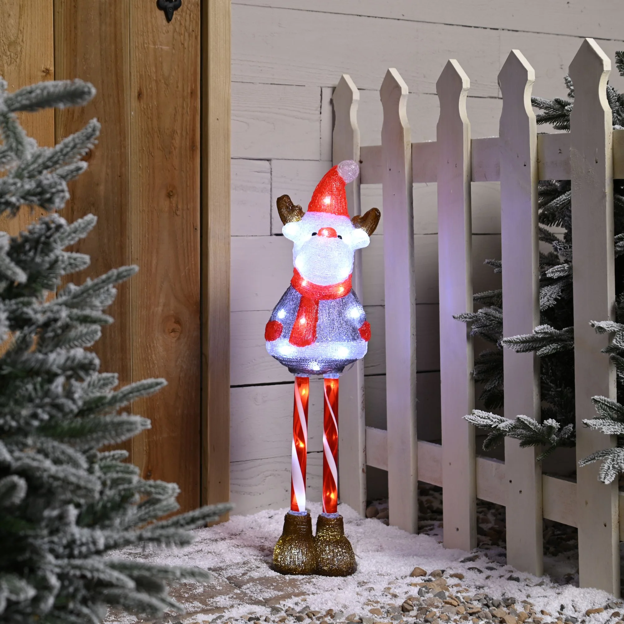 70cm Reindeer with Candy Cane Legs Christmas Acrylic with 40 White LEDs - Image 2