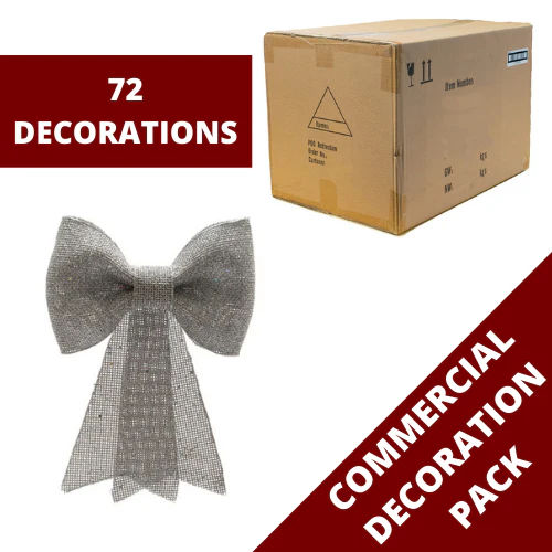 72 Silver Glitter Bow Christmas Tree Decorations Commercial Pack - Image 3