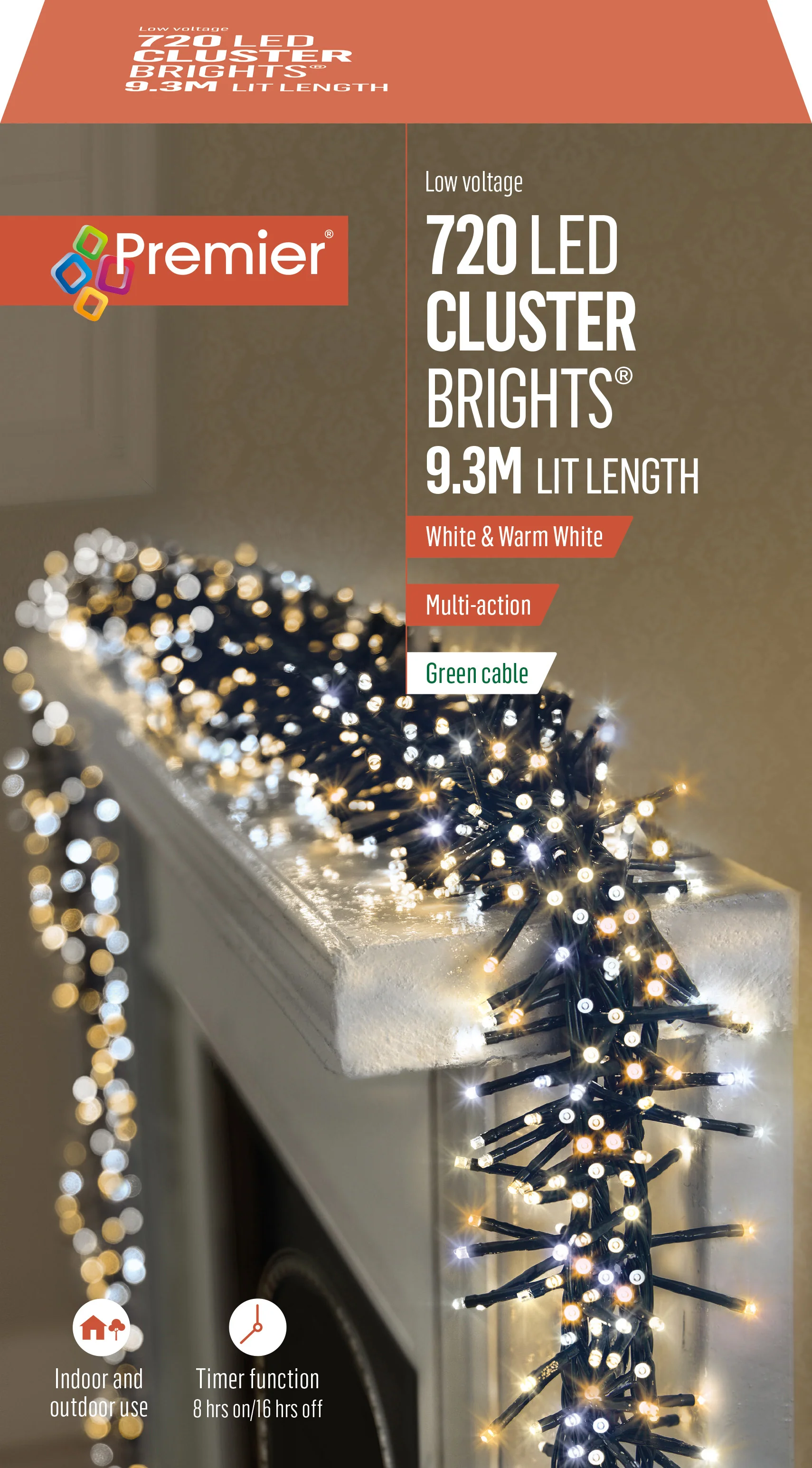 720 White and Warm White Multi Action Cluster Lights with Timer - Image 2