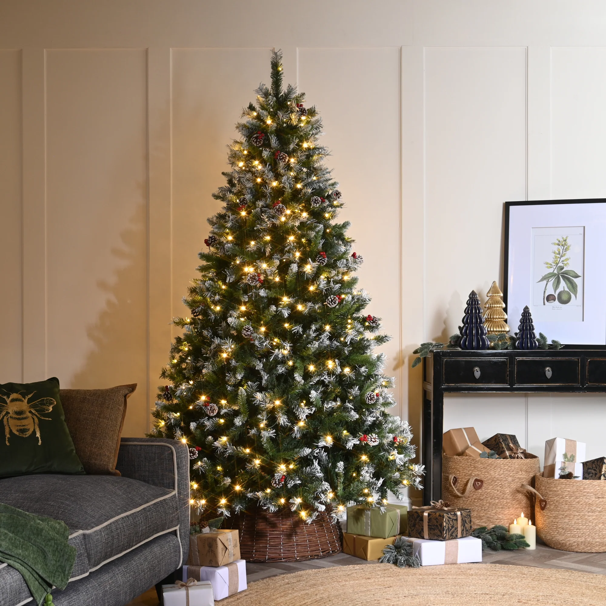 7ft Pre Lit Frostvale Pine Christmas Tree with 360 Warm White LEDs