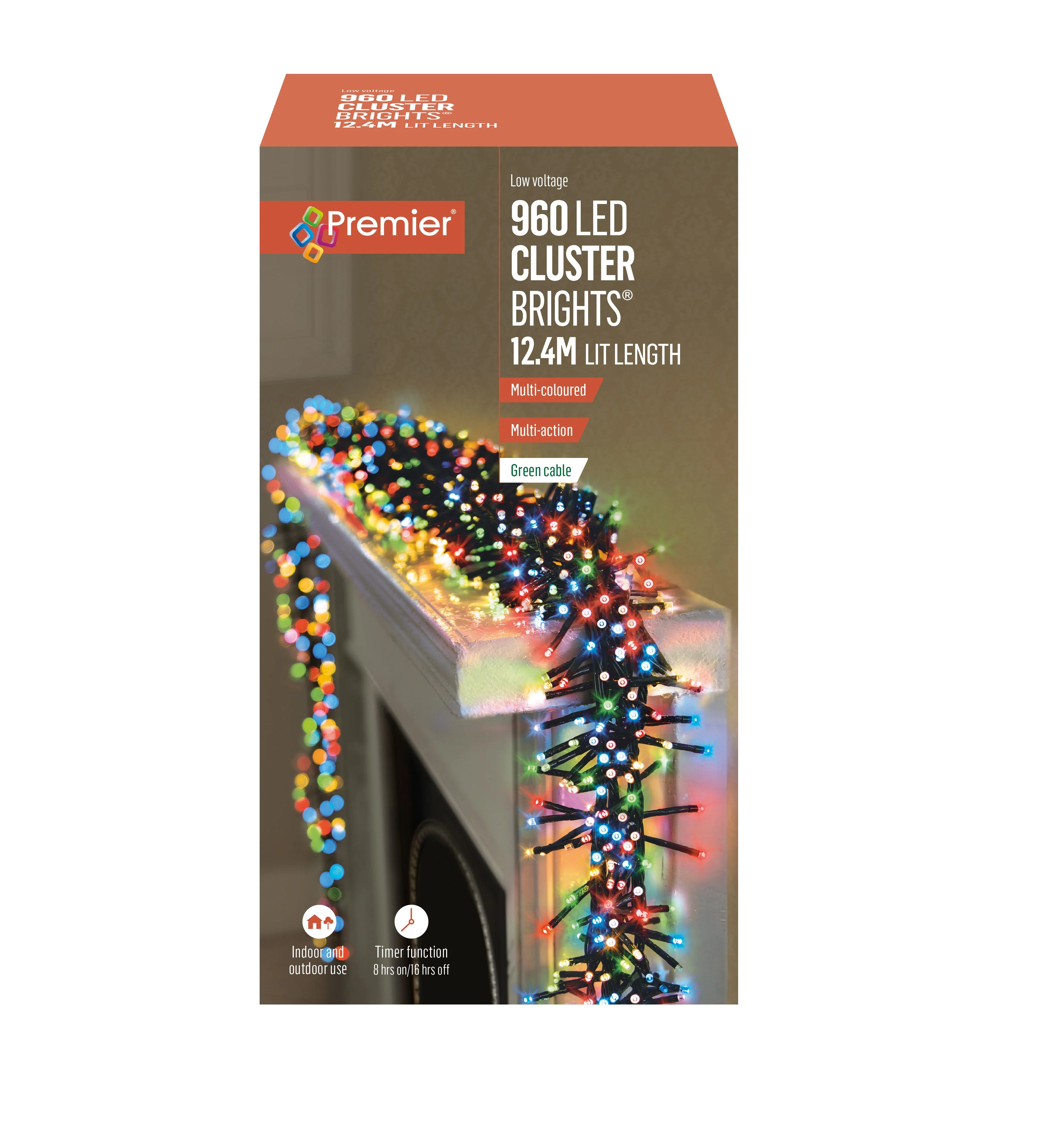 960 Multi Coloured Multi Action LED Cluster Lights with Timer - Image 5