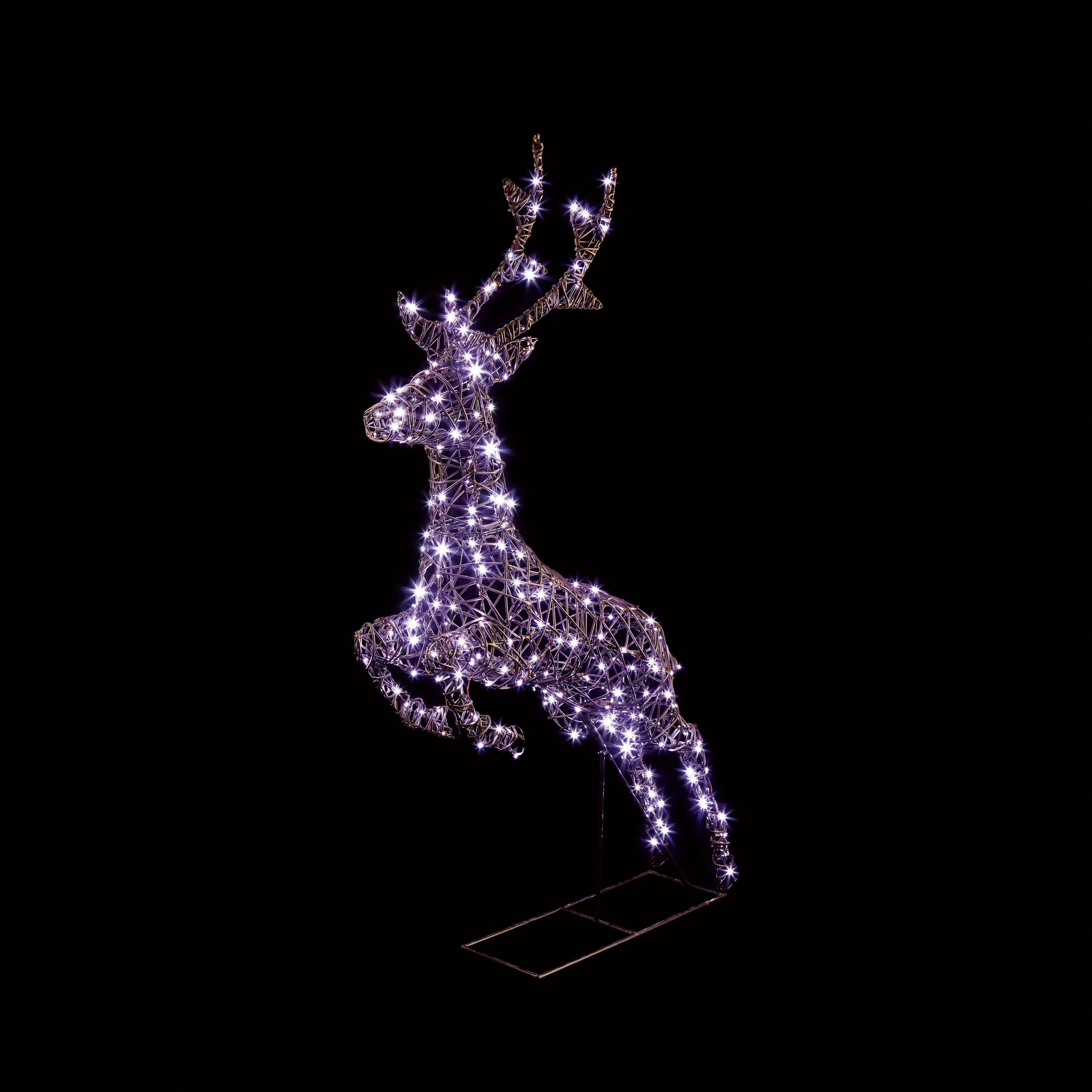 1.5m Brown Rattan Leaping Reindeer with 260 LEDs (White & Warm White Colour Switch) - Image 4