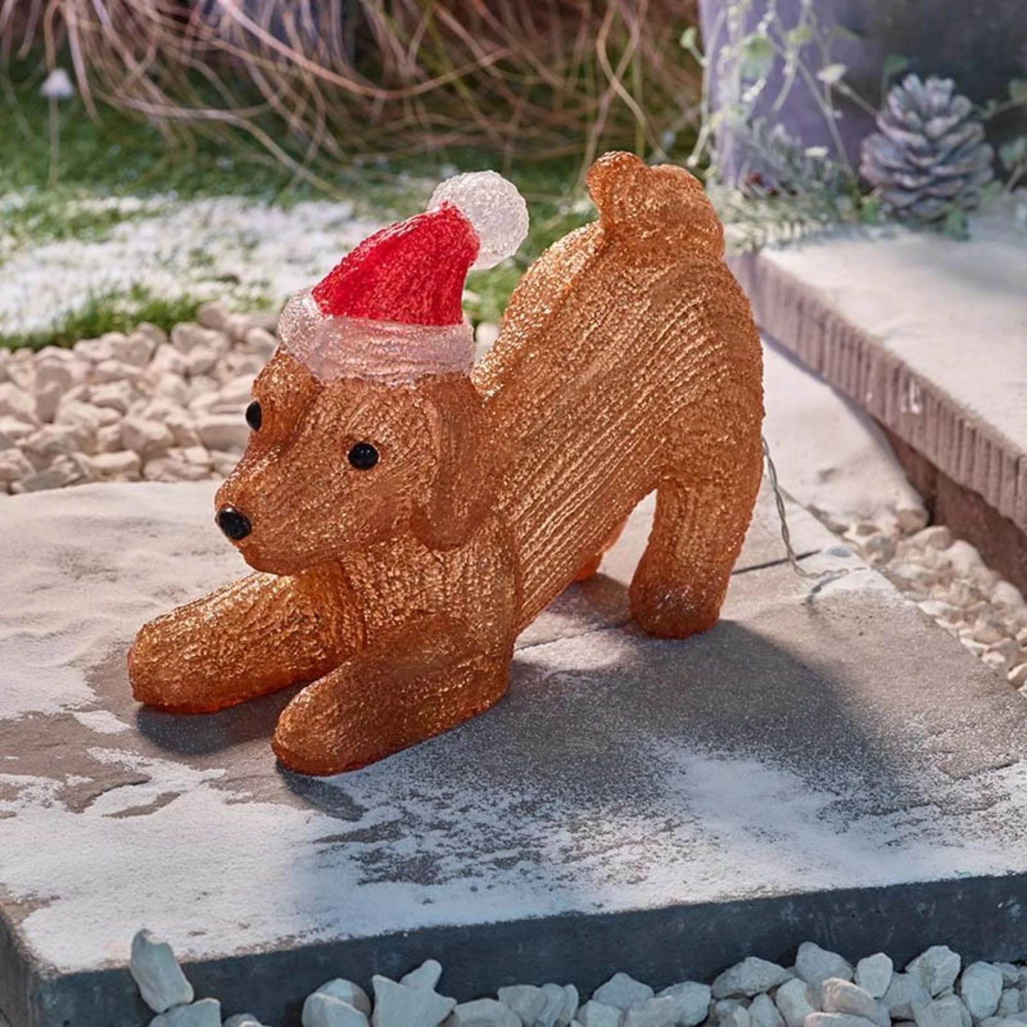 Inlit Acrylic Puppy with Santa Hat - Image 2