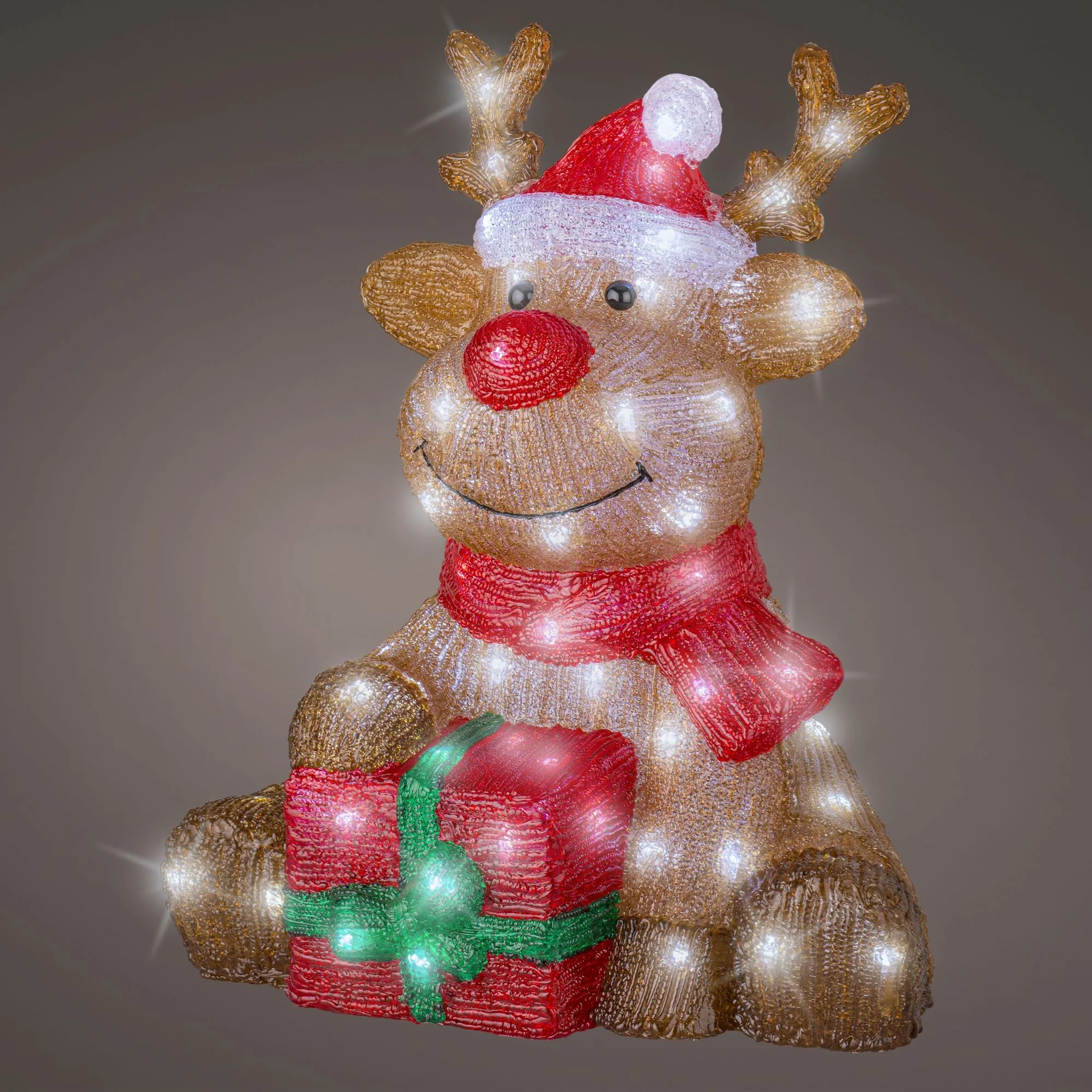 45cm Rudolph the Reindeer with Santa Hat LED Christmas Acrylic - Image 2