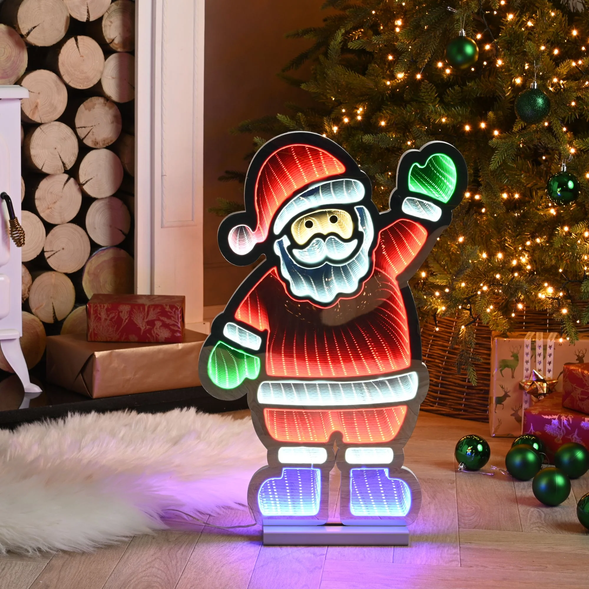 56cm Santa with Green Gloves Christmas Magical Infinity Light