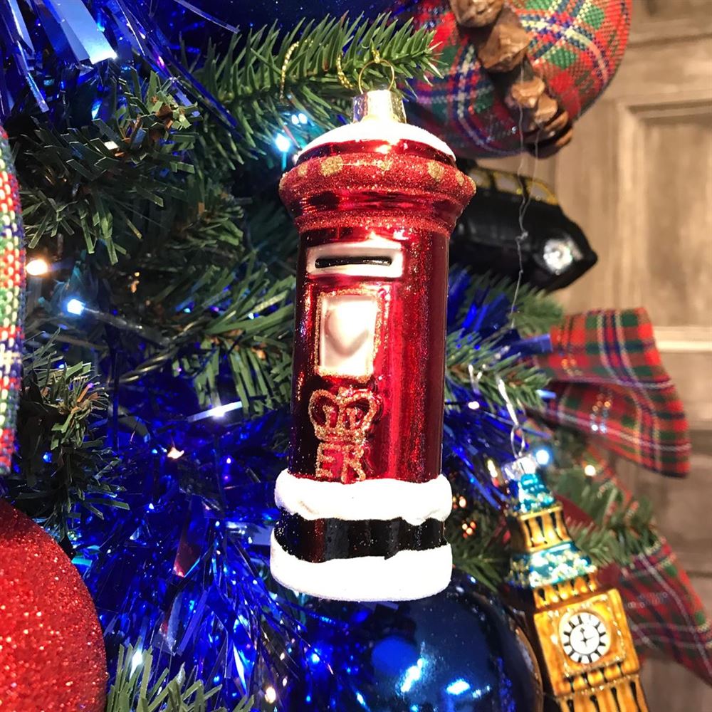 Red Glass Postbox Christmas Tree Decoration - Image 2