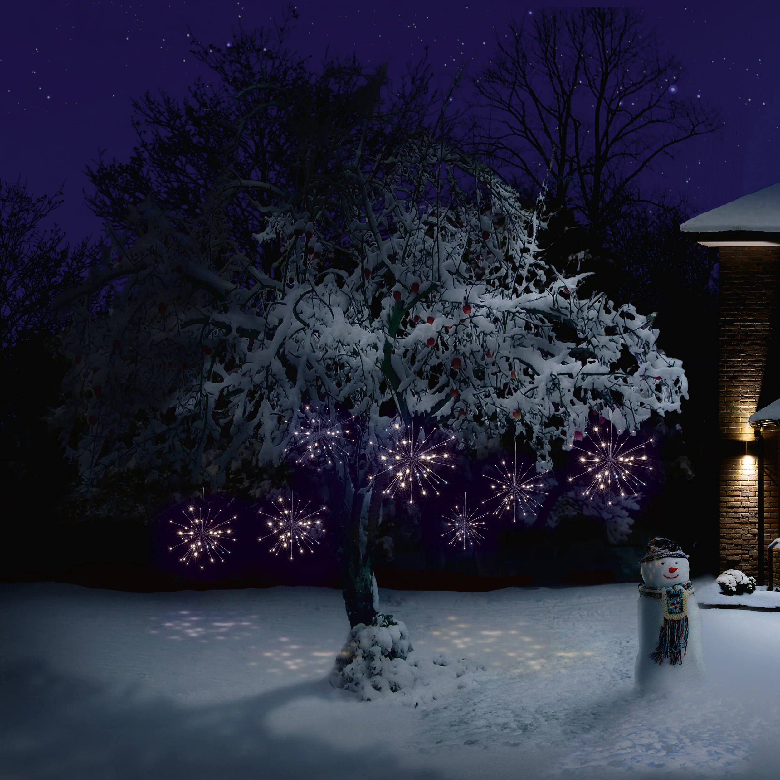 Set of 4 White LED Hanging Sparkle Lights - Image 3